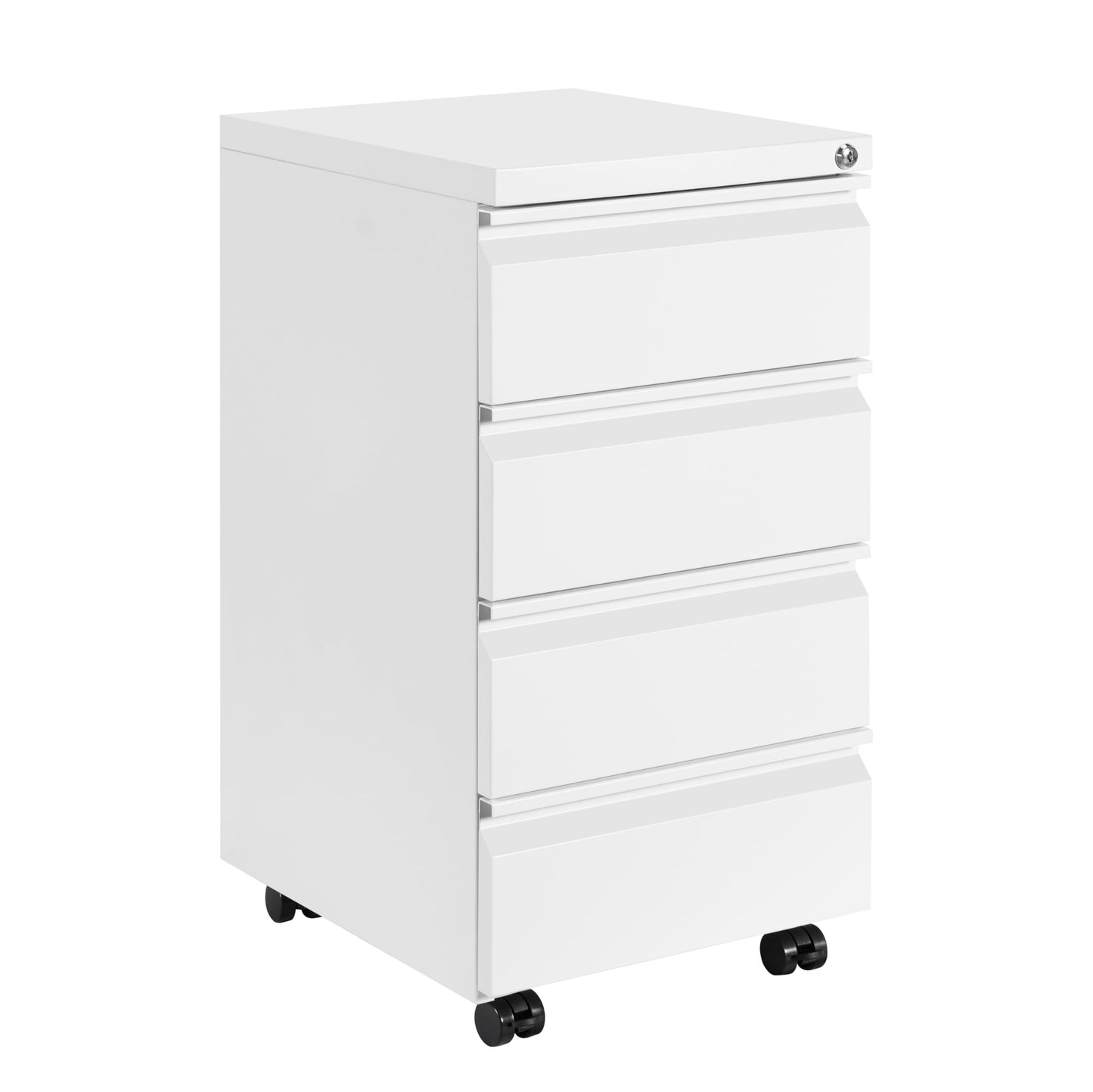 LVSTEEL Mobile Filing Cabinet, Under Desk 4-Drawer Lockable Cabinet with Wheels, Filing Cabinets for Home Office, Pre-Assembled, White