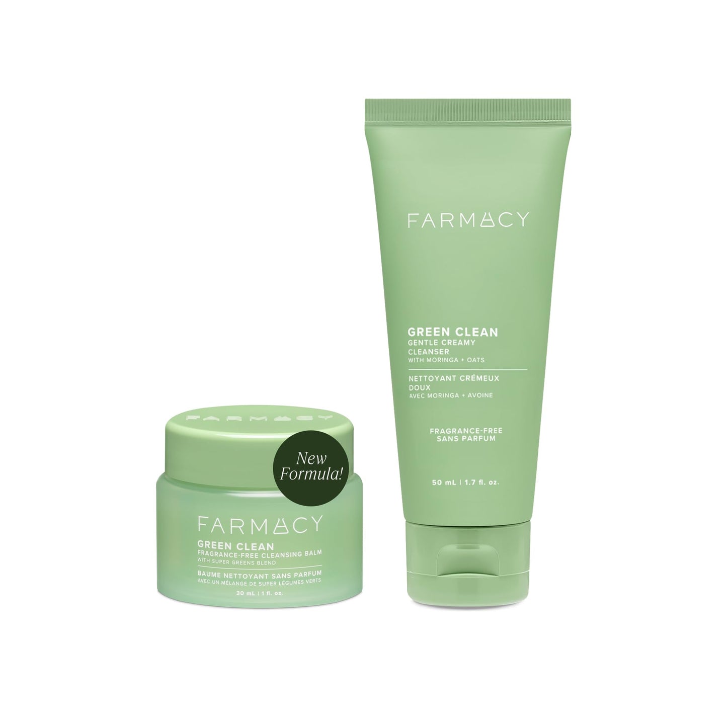 Farmacy Gentle Double Cleanse Skincare Gift Set - Fragrance-Free Gentle Creamy Face Cleanser & Makeup Remover Cleansing Balm - Melts Away Makeup &