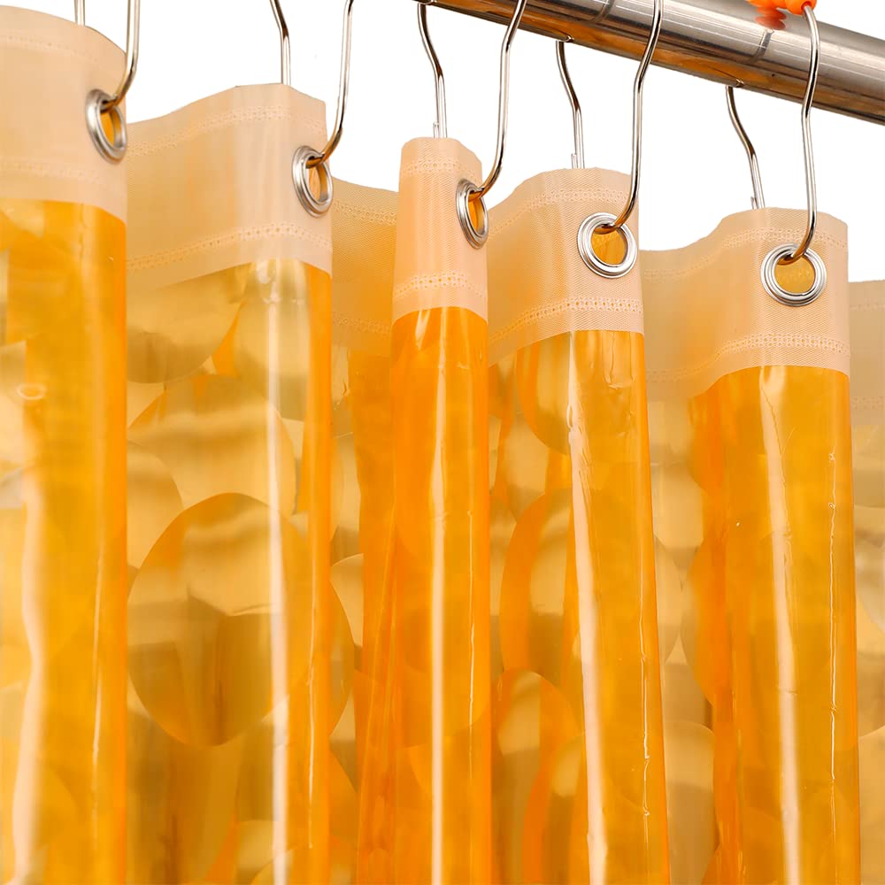 Ga-Geetopia Orange 3D EVA Plastic Shower Curtain Liner - Premium Light Weight 72" x 72" with Rustproof Metal Grommets and Weighted Magnet
