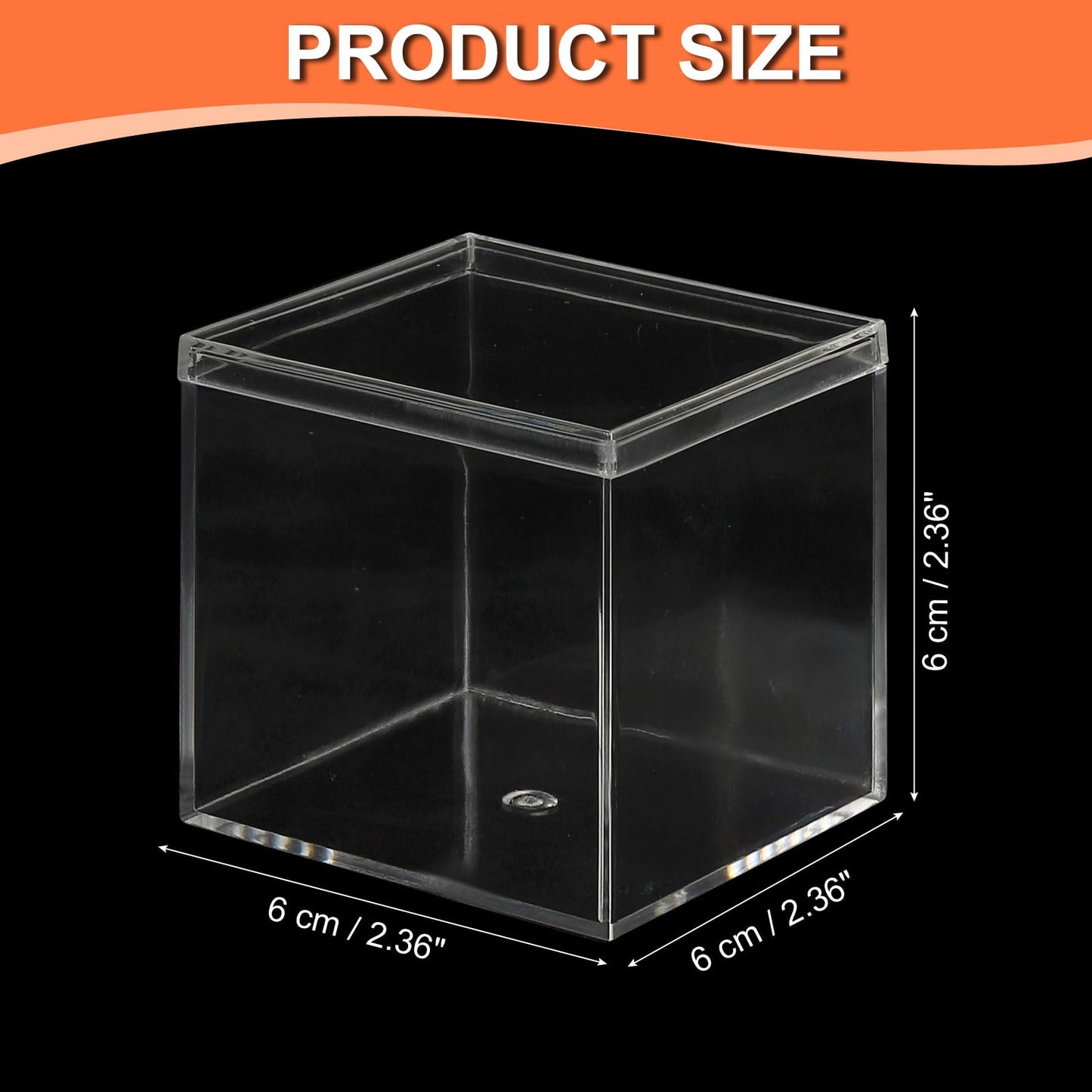 PATIKIL Acrylic Box with Lid 2.36" x 2.36" x 2.36", Clear Acrylic Display Boxes Plastic Square Cube Containers Storage Organizer for Candy Tiny