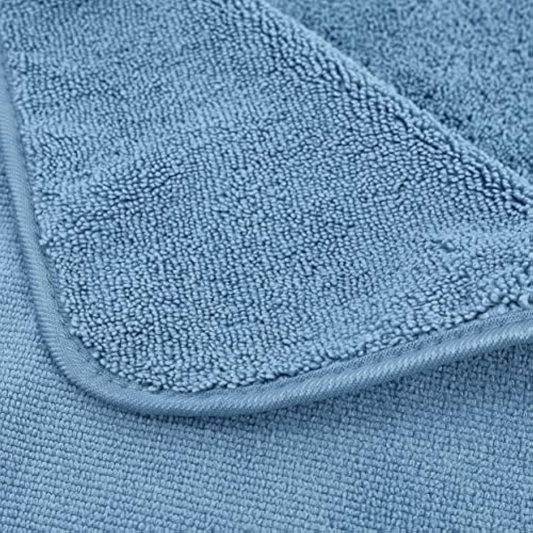 POLYTE Plush Quick Dry Lint Free Microfibre Bath Towel Set, 6 Pieces (Blue)