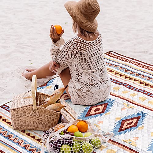 LARUTAN Extra Large Waterproof Picnic blanket 200x300cm, Foldable Beach blanket with Carry Handle, Beach Mat Cosy and Washable, for Family Holiday,