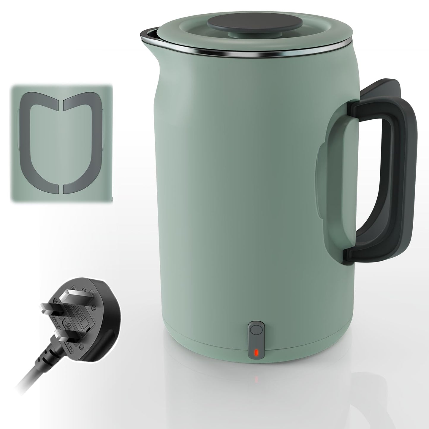 Emooncn 600ML Portable Travel Kettle Stainless Mini Electric Kettle 8mins Fast Boil Small Kettle 400W Travel Tea Kettles for Bedroom Electric Heating