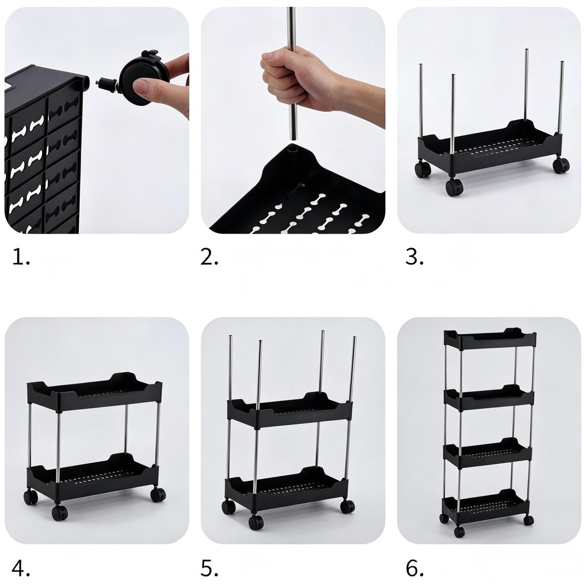 Multibao 4 Tier Slim Slide Out Kitchen Trolley Rack Holder Storage Shelf Organiser with Wheels for Small Spaces Bathroom Kitchen Laundryroom Bedroom