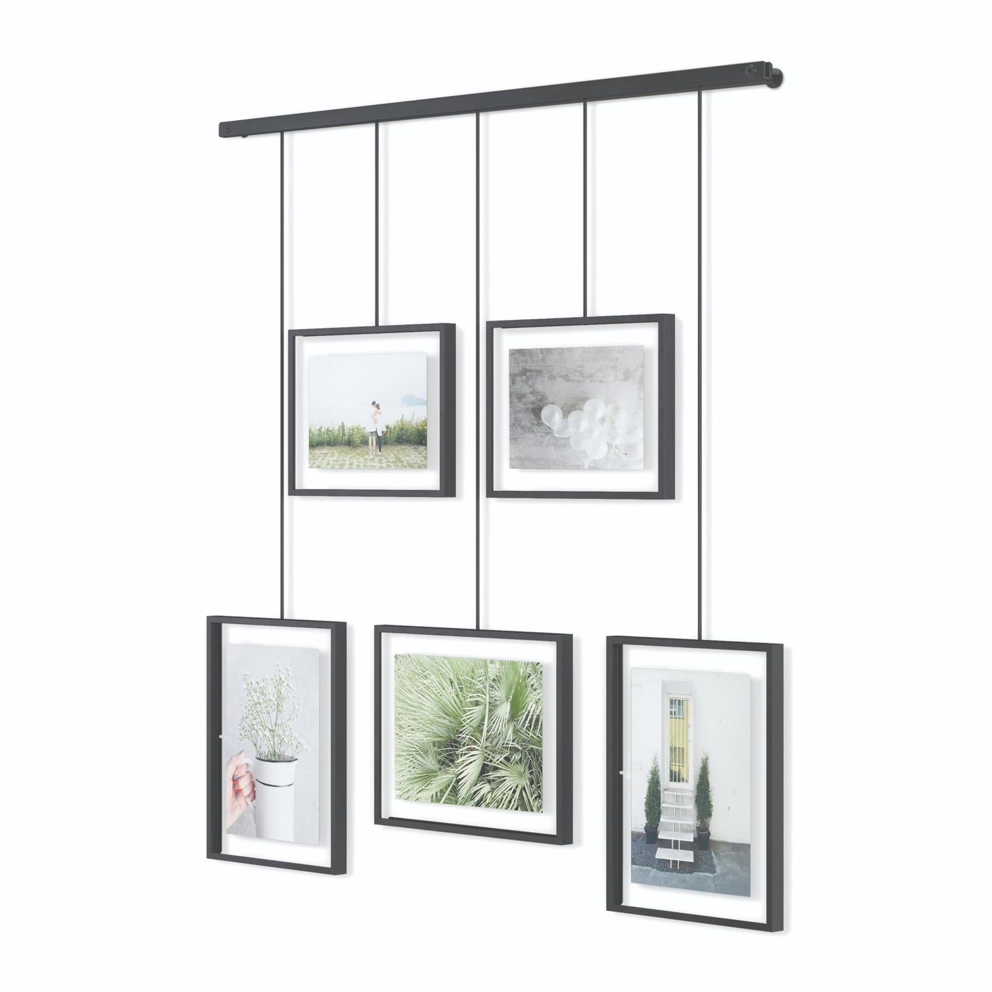 Umbra Exhibit Picture Frame Gallery Set, Adjustable Collage Display for 5 Photos, Prints, Artwork and More, Holds two 4 x 6" and three 5 x 7" Photos,