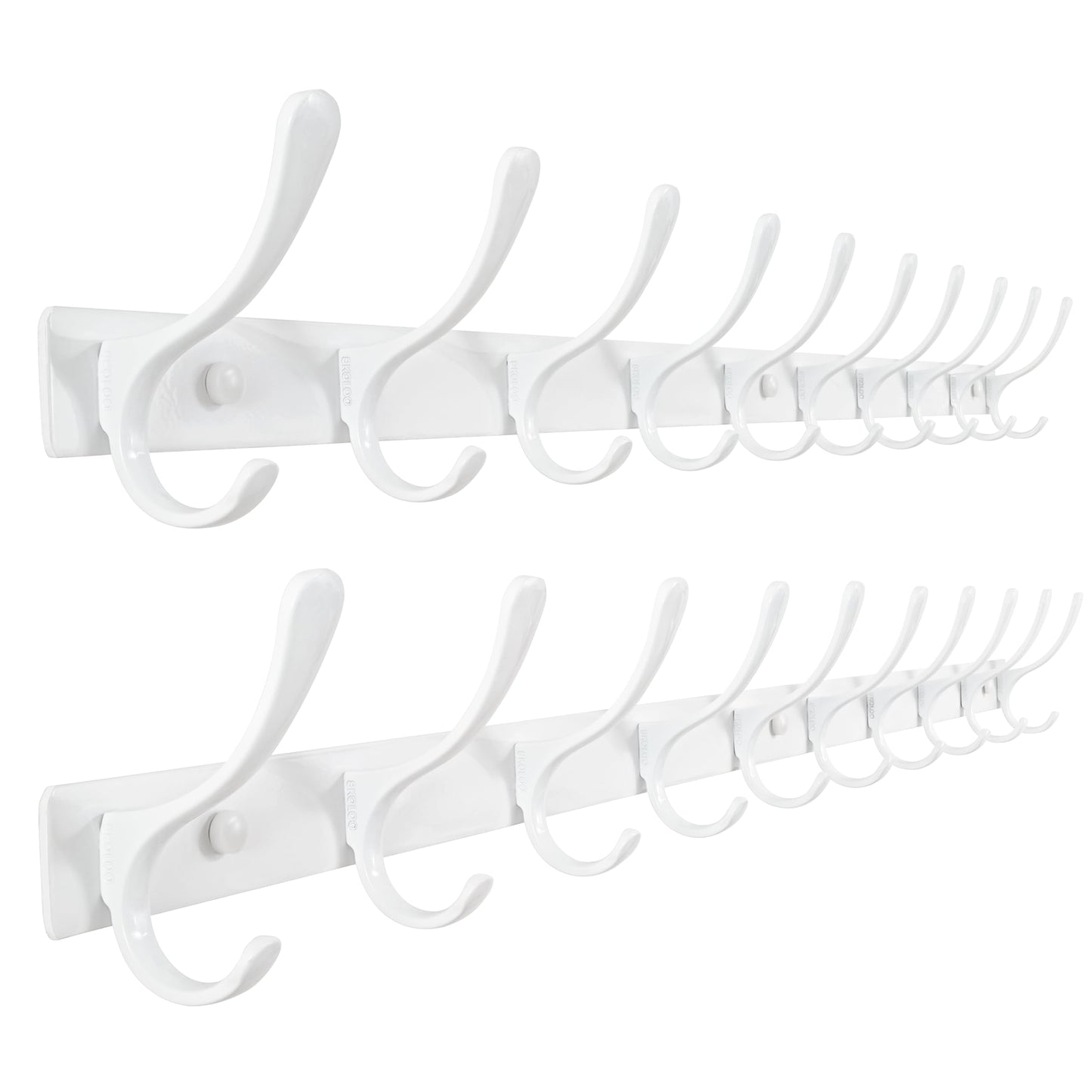 SKOLOO Coat Rack Wall Mounted - 10 Hooks, Pack of 2, Heavy Duty, Stainless Steel, Metal Wall Coat Hanger, Sturdy Wall Hooks for Hanging Coat, Jacket