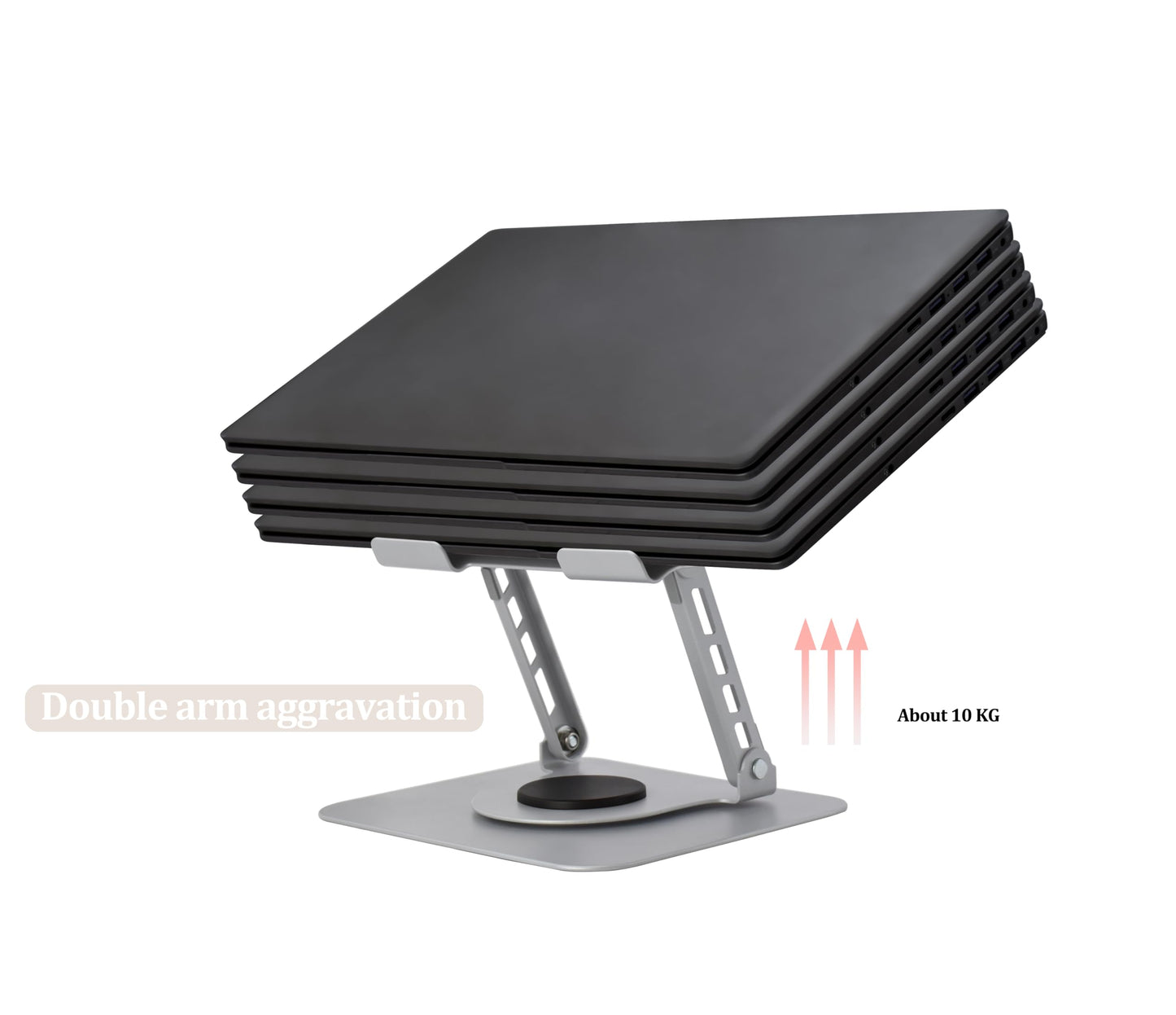 Fit4Less Laptop Stand Ergonomic Design, Adjustable Angel and Height, Foldable fits for laptops, notebooks up to 17.3 Inch (Silver)