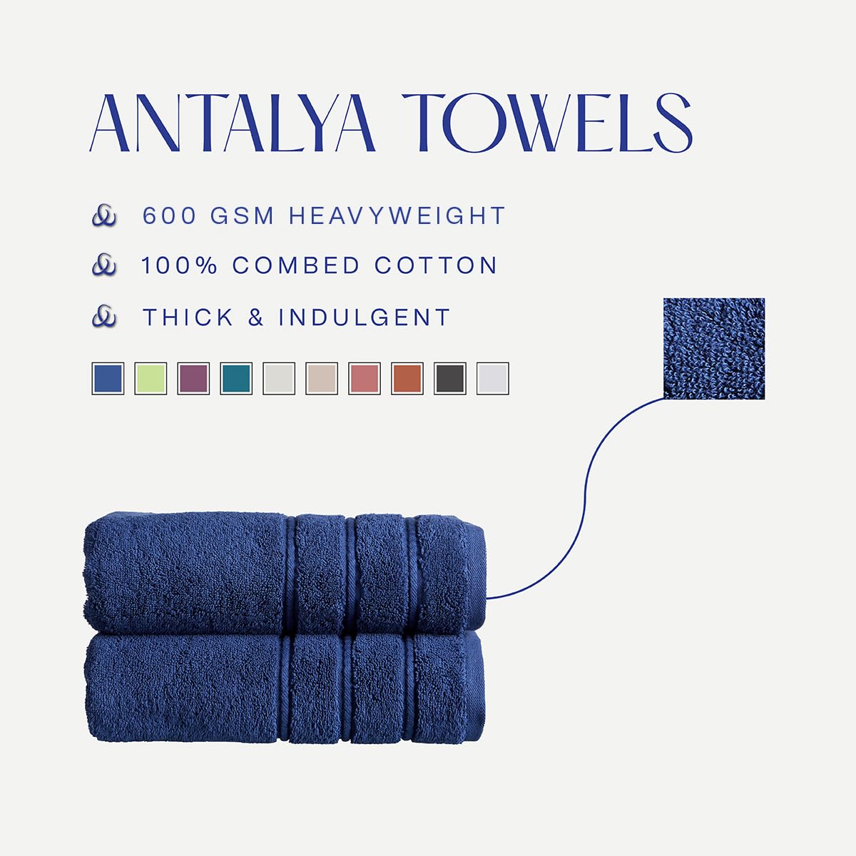 Christy Antalya Hand Towels | Set of 2 | 100% Turkish Cotton | 600GSM | Soft Plush Luxury Towel Set | 50cm x 90cm | Quick Dry | Jade Teal