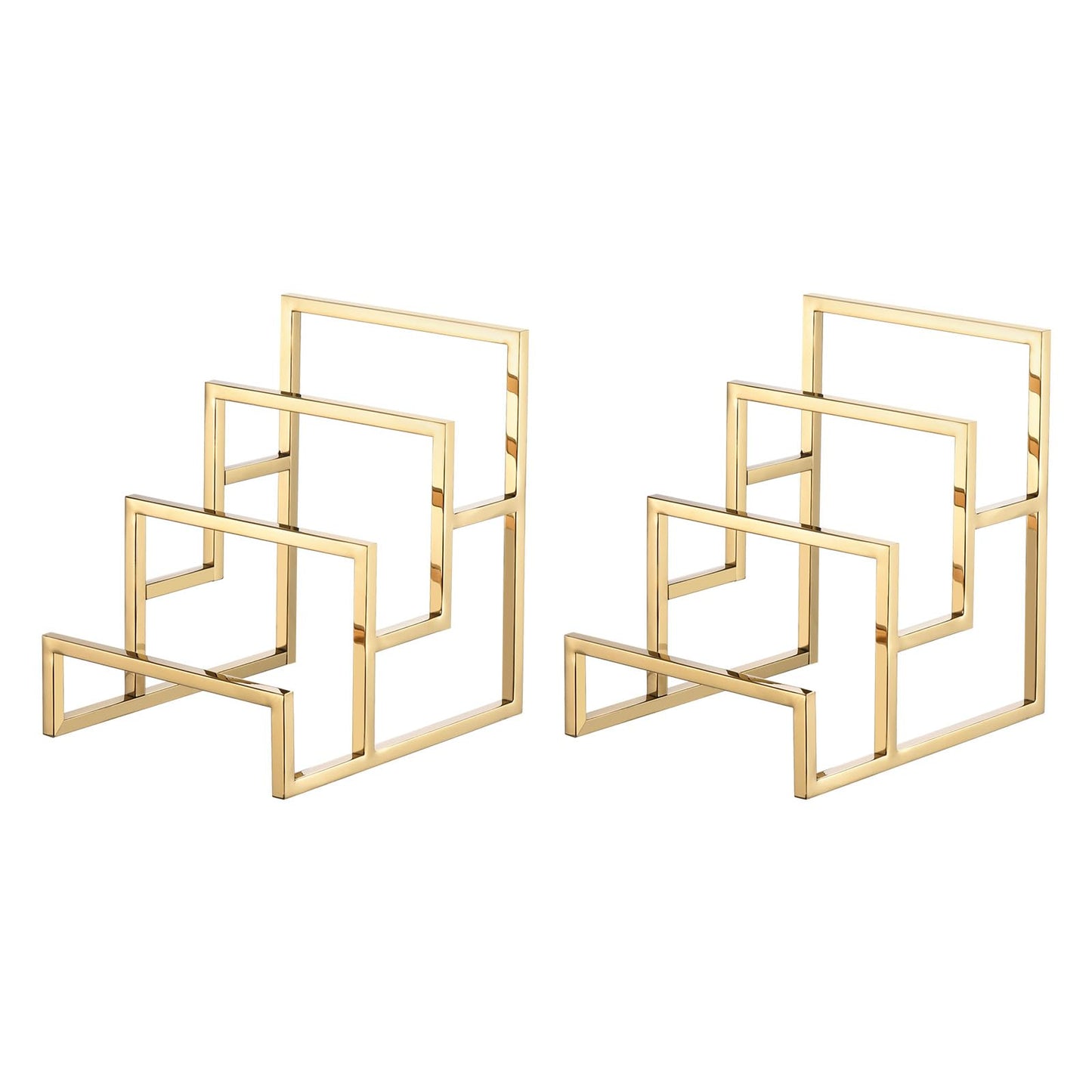 sourcing map Clutch Purse Display Stand 3 Layer Wallet Display Rack Metal Clutch Holder Riser for Home Retail Store Supplies - Gold, 2Pcs