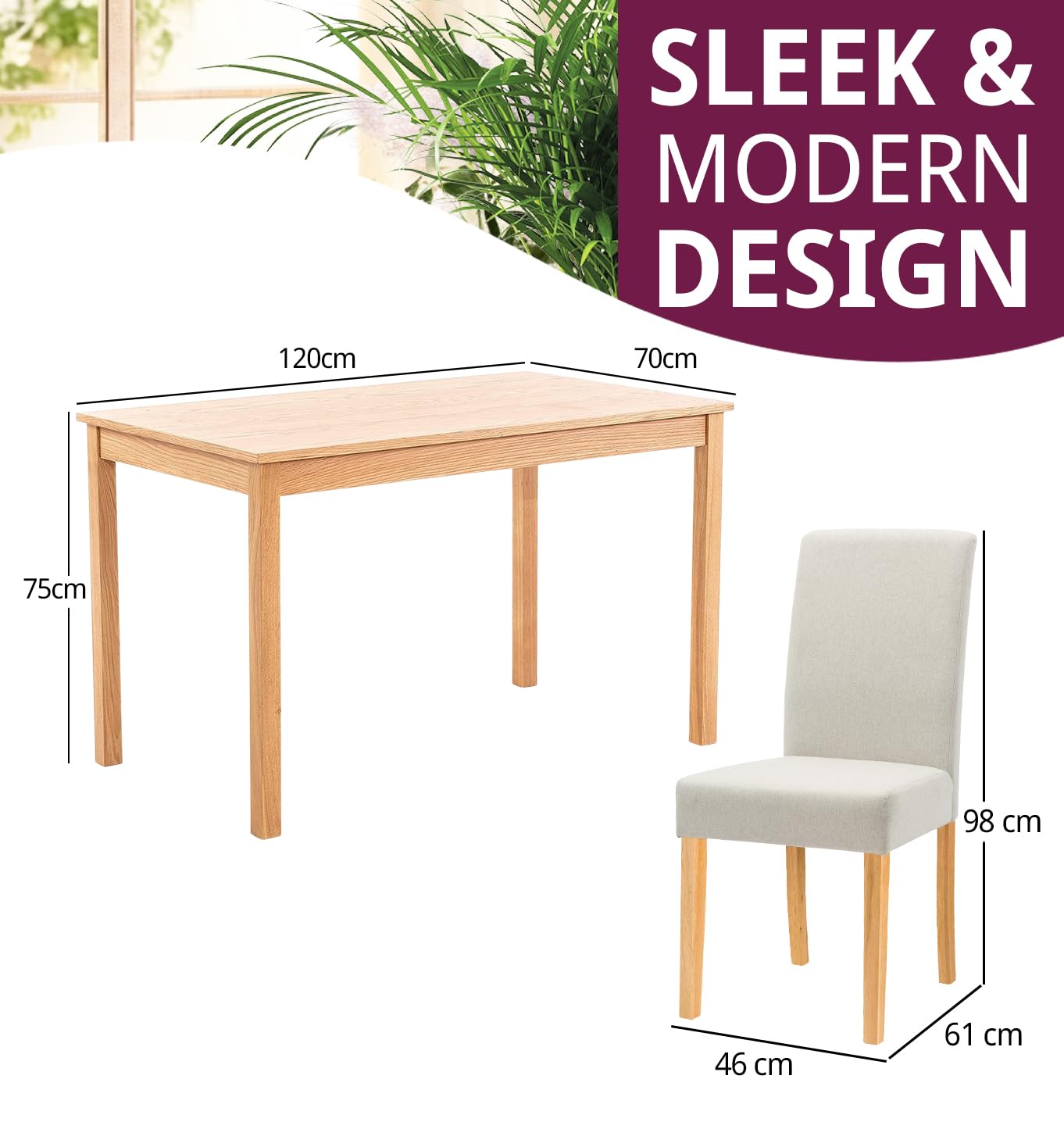 Hallowood Furniture Waverly Small Rectangular Dining Table and Chairs Set 4