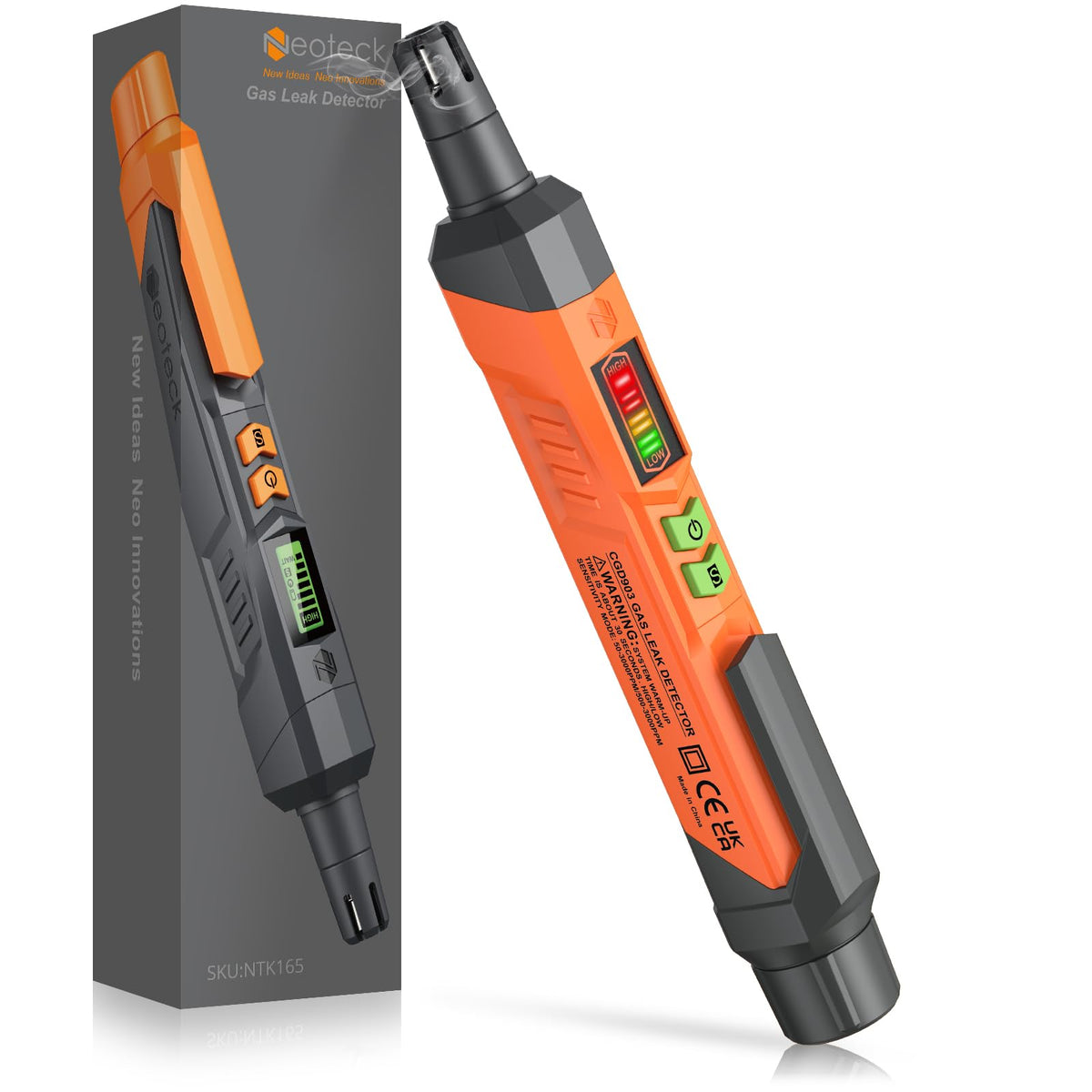 Neoteck Gas Leak Detector Natural Gas Detector with Audible & Visual Alarm, Portable Gas Sniffer to Locate Combustible Gas Leak Sources Like Methane,