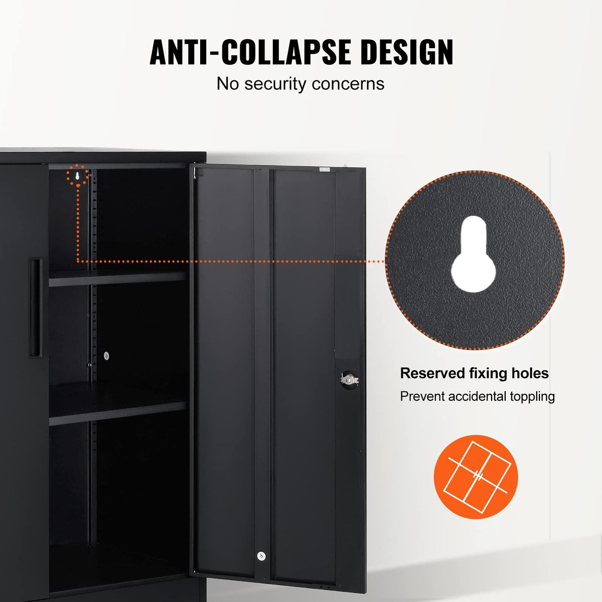 VEVOR Metal Storage Cabinet with 2 Magnetic Doors and 4 Adjustable Shelves, 200 lbs Capacity per Shelf, Locking Steel Storage Cabinet