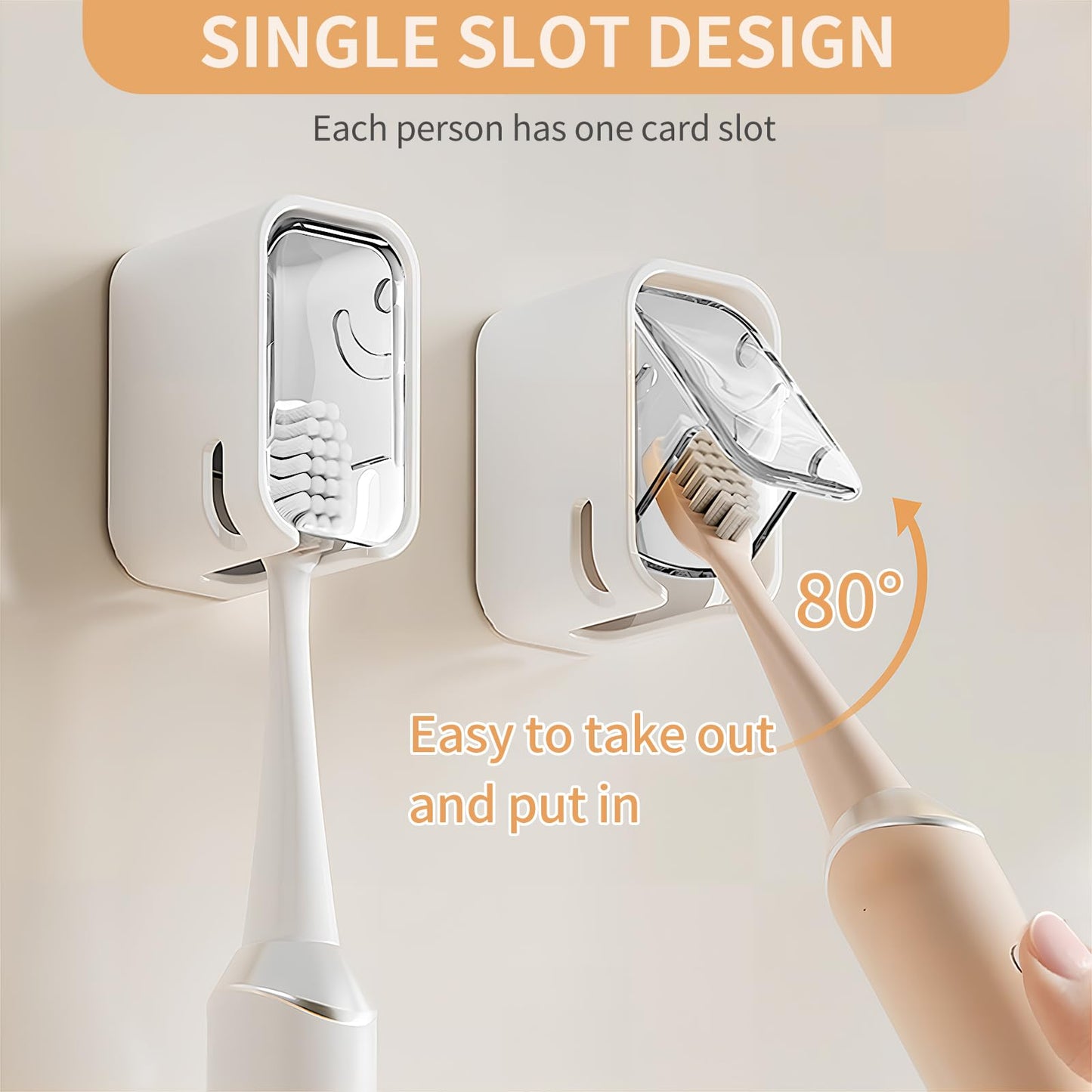 Wall Mounted Toothbrush Holders for Bathroom,Strong Self Adhesive
