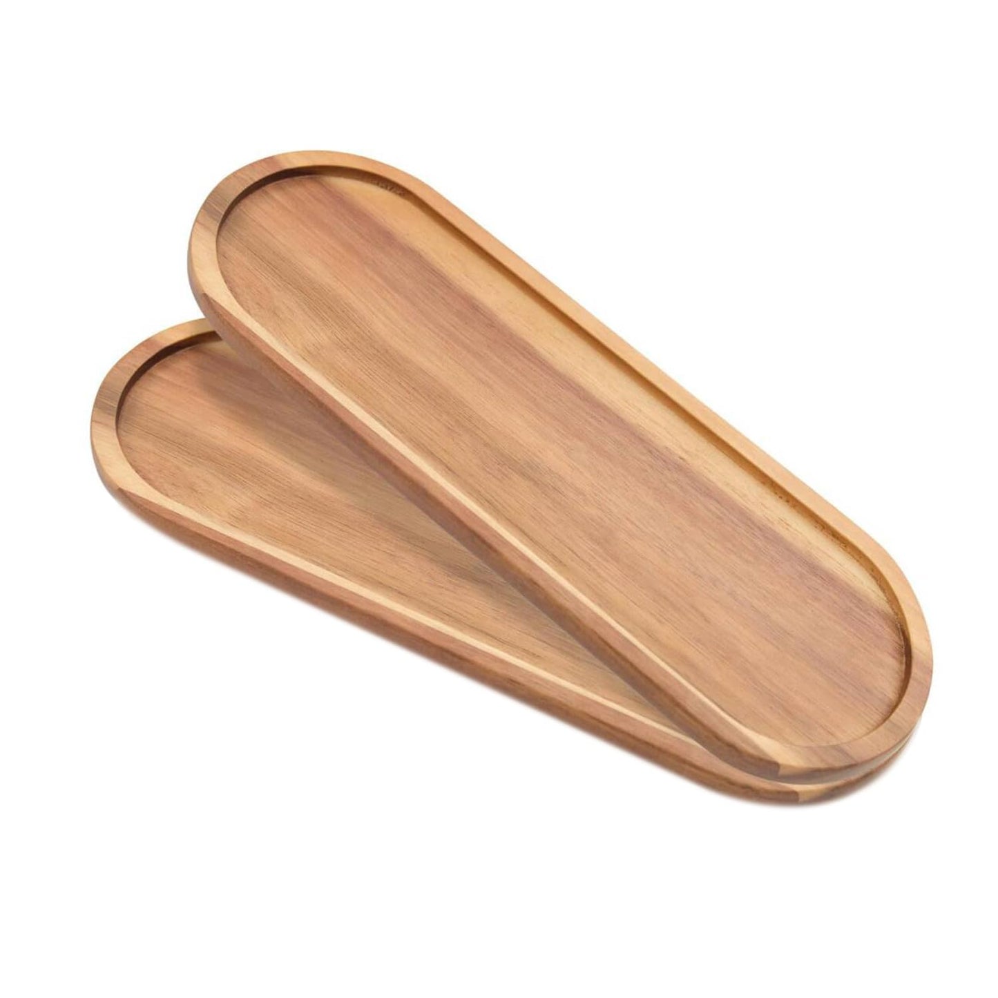 Set of 2 Plates 35 x11cm Bathroom Vanity Wood Trays for Home Decor - for Counter Wood Small Decorative Tray, Kitchen Soap Tray,Comestic Holder Bathtub