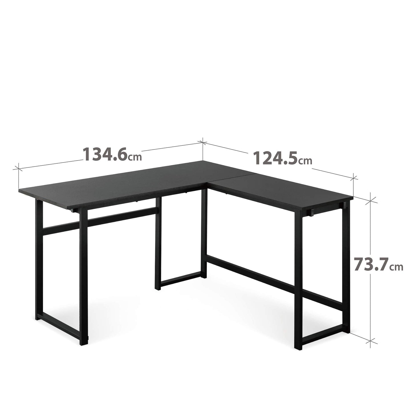 ZINUS Luke 135 cm Black Metal Corner Desk | L-Shaped Computer Desk | Office Desk | Easy, Bolt Free Assembly