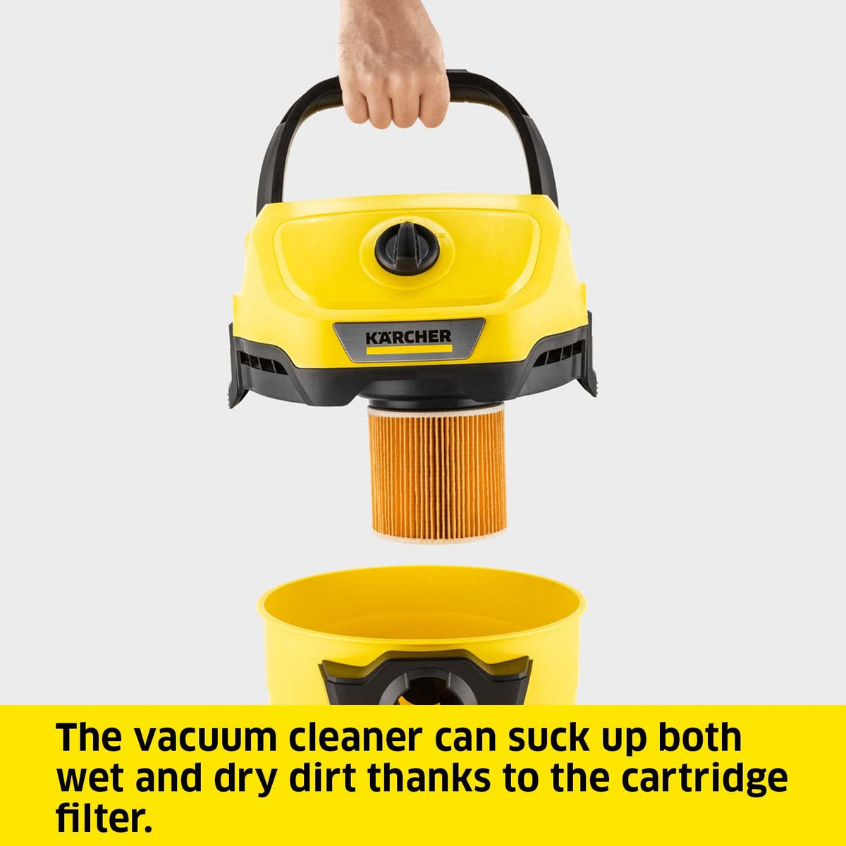 Krcher 16281030 Wet & Dry Vacuum Cleaner WD 3, blower function, power: 1000W, plastic container: 17L, suction hose: 2m, incl. cartridge filter, floor