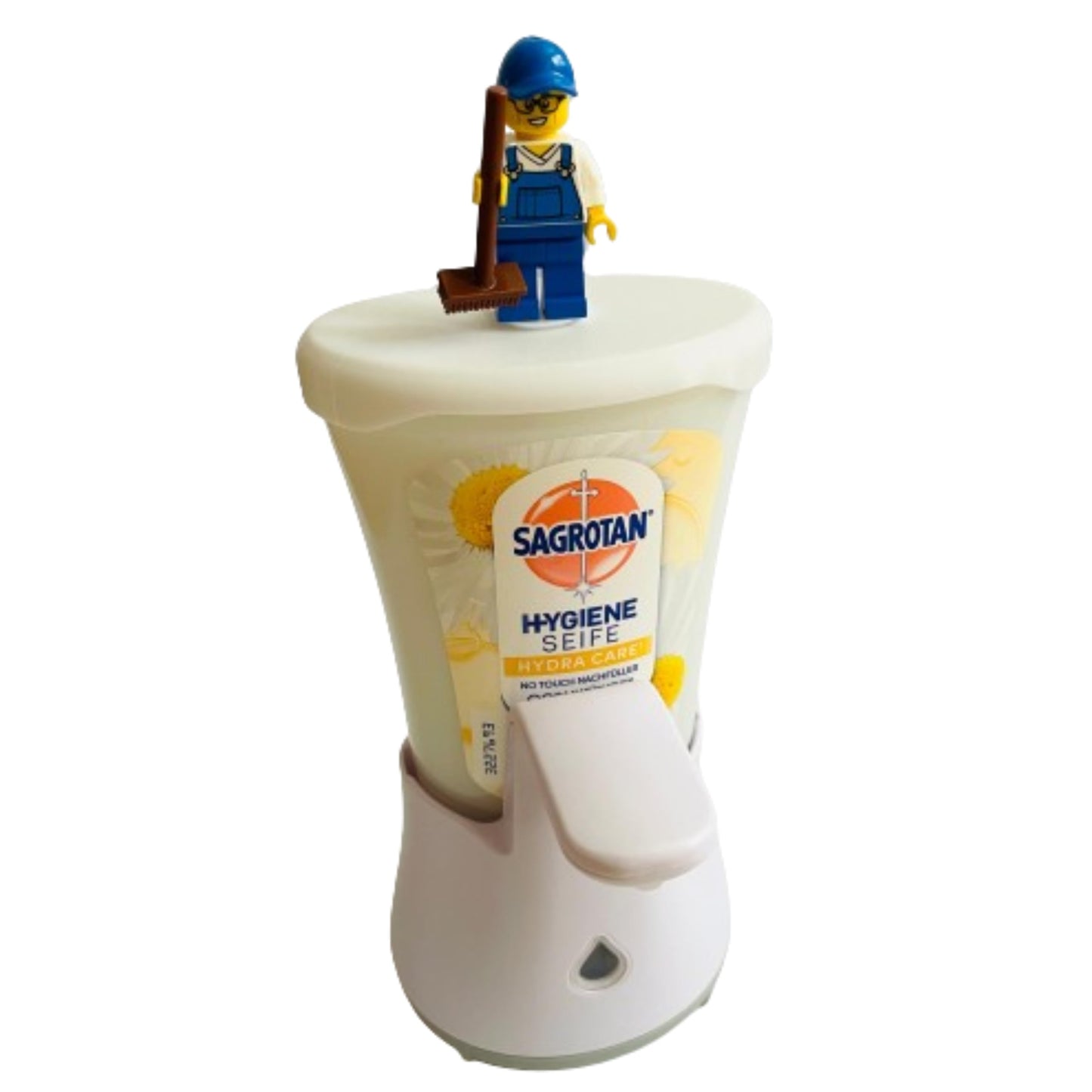 Set of 1 Lid Accessories for Sagrotan No Touch Soap Dispenser Refill with Building Block Figure Integration (Building Block Figure Not Included)