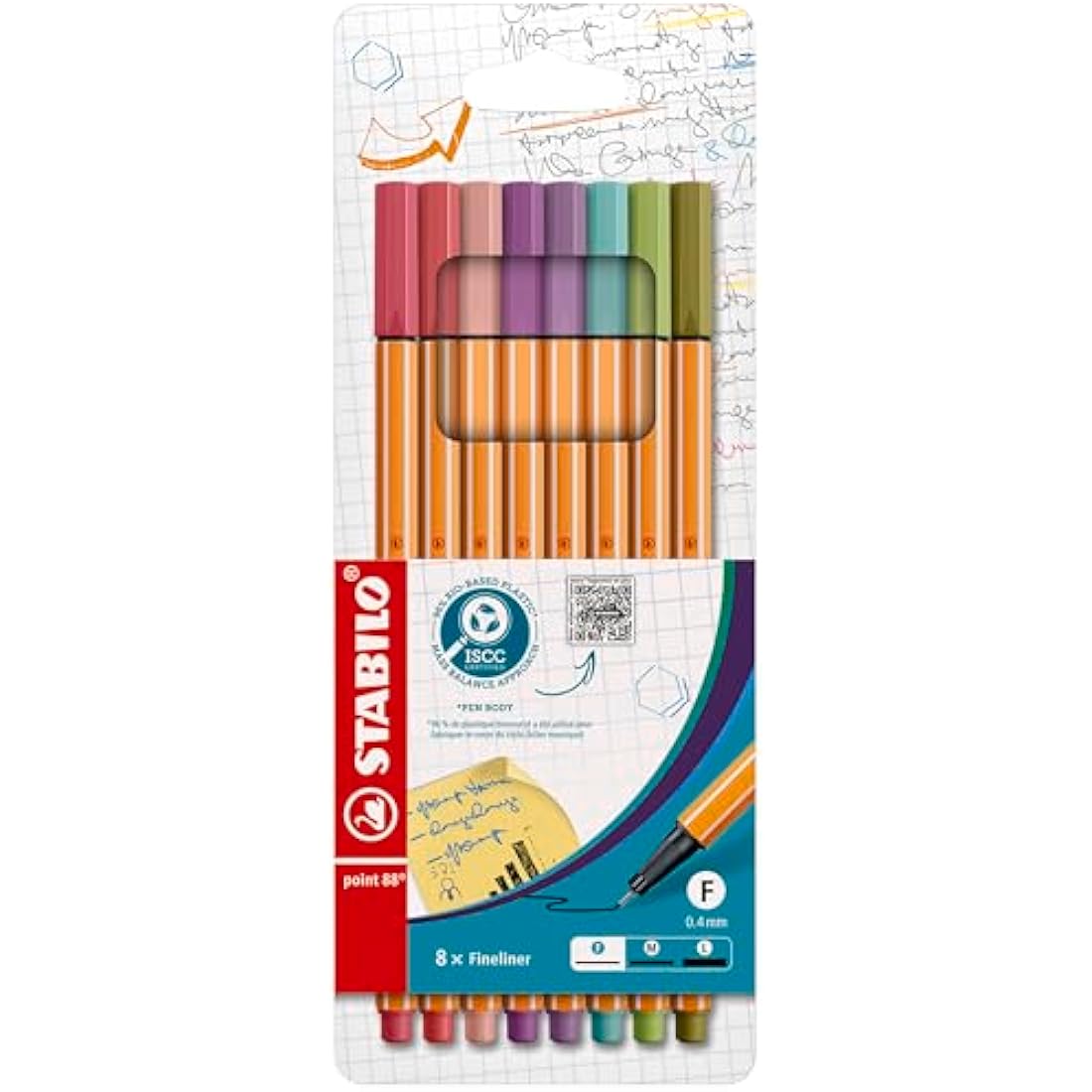 STABILO point 88 - Fineliner - Pack of 8 - Assorted Colours