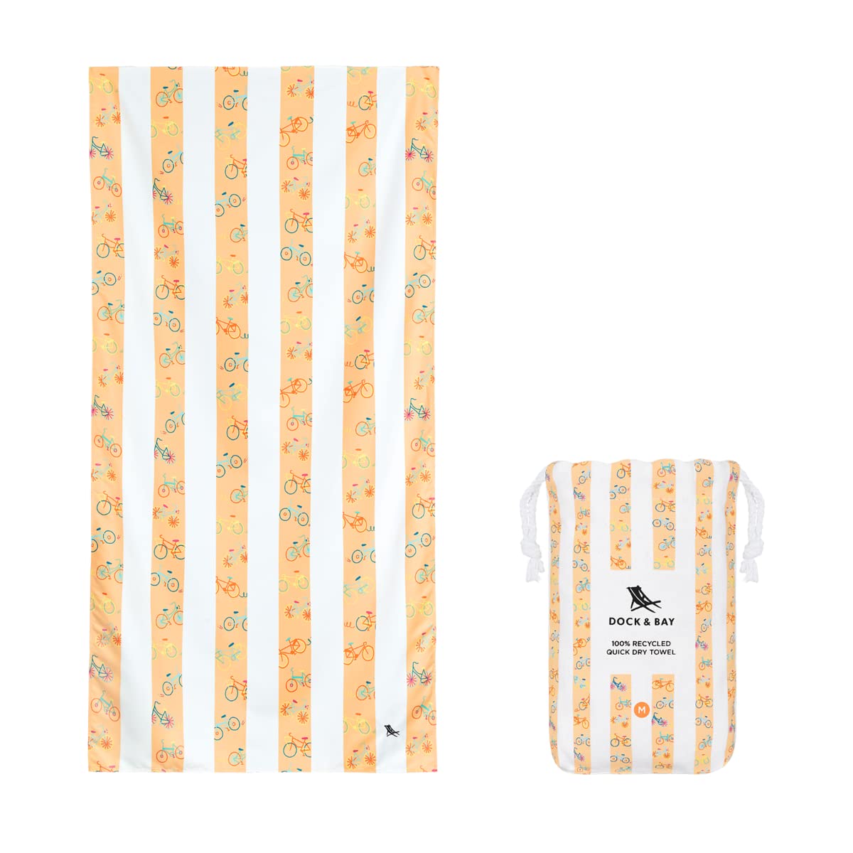 Dock & Bay Kid's Towel - For Beach Use - Quick Dry, Sand Free - Compact, Lightweight - 100% Recycled - Includes Bag - Bike Bike Baby, Large (160x90cm,