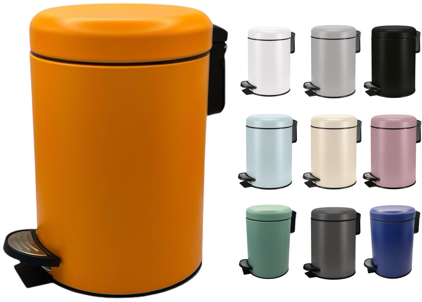 KW Soft Shade Small Round Pedal Bin (Orange, 3 Ltr)