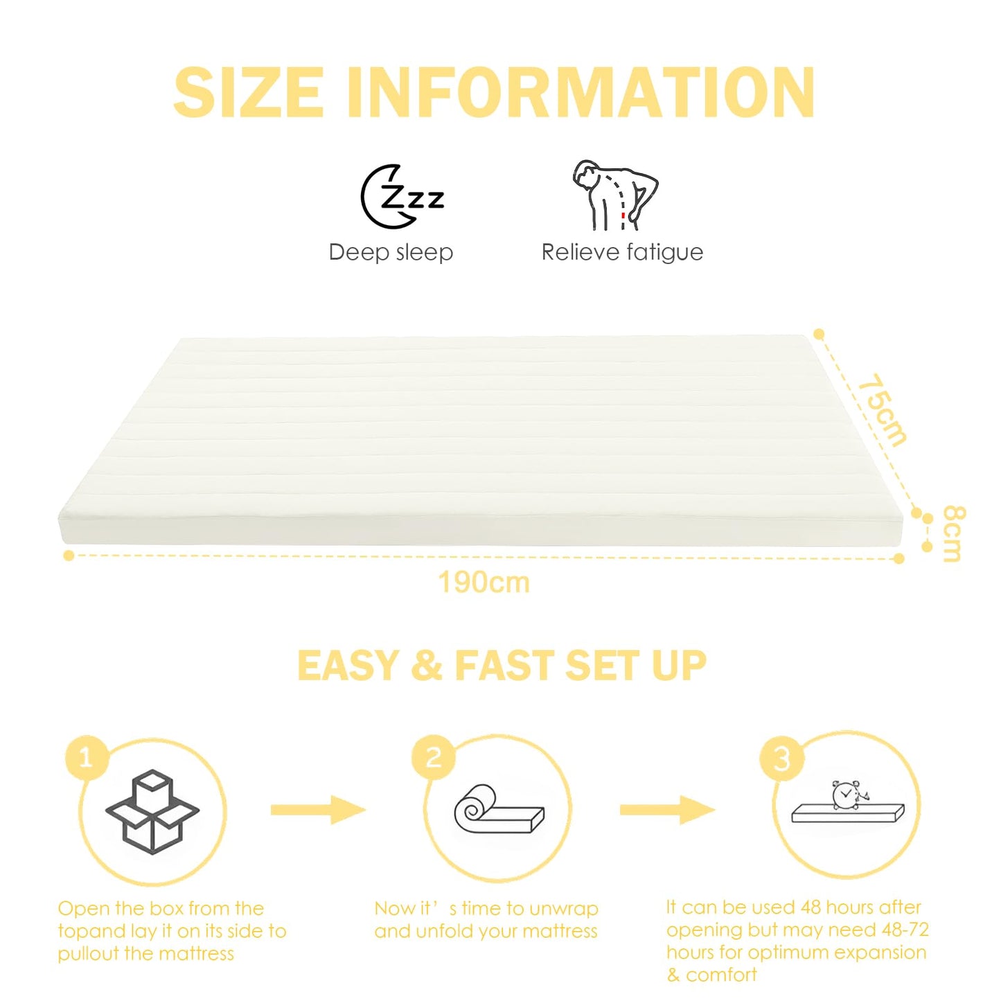 MeMoreCool Roll Up Floor Mattress Small Single 190x75cm, Beige