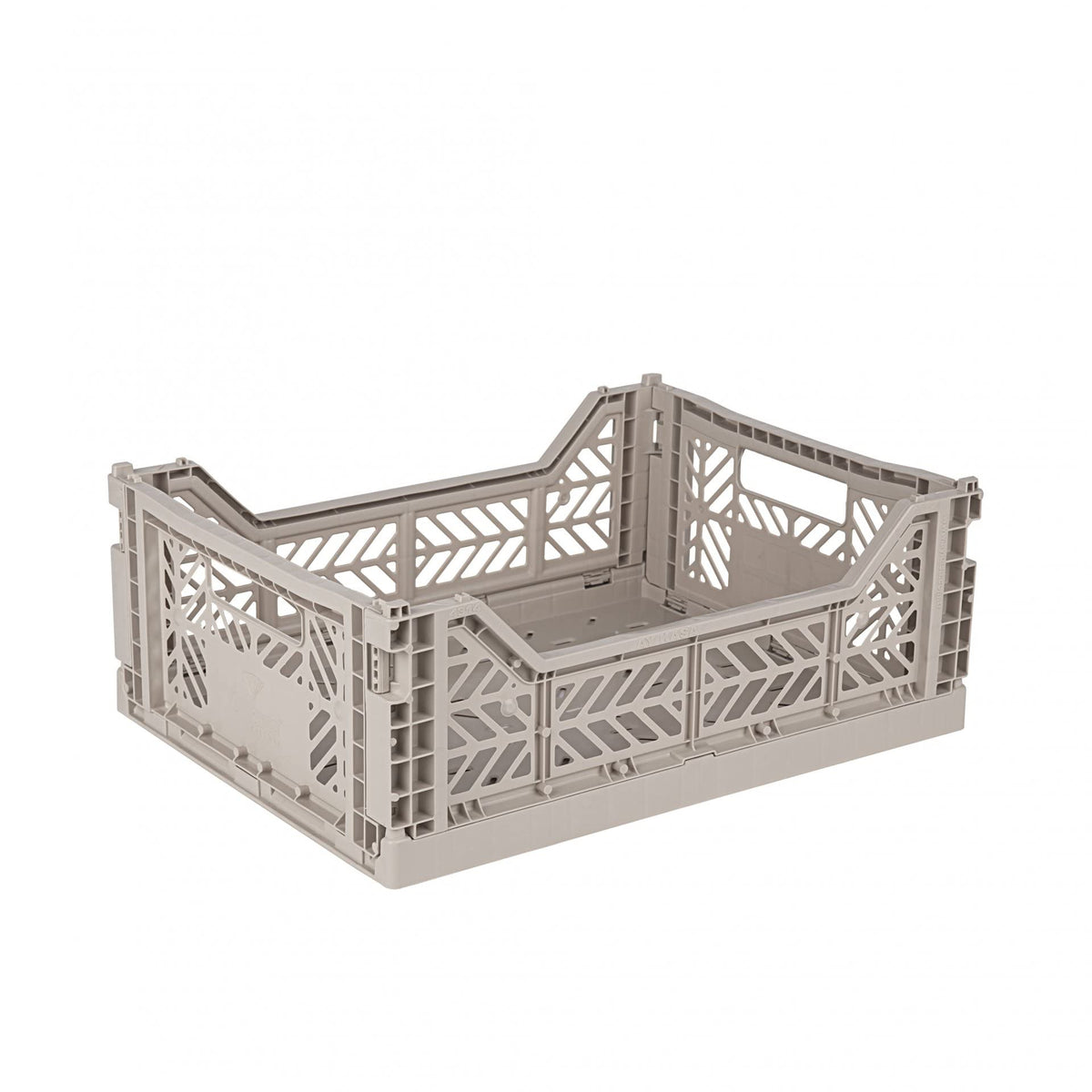 AYKASA Folding Crate, Sturdy Folding Box, Plastic, Stackable, Sand, Midi (40 x 30 x 14 cm)