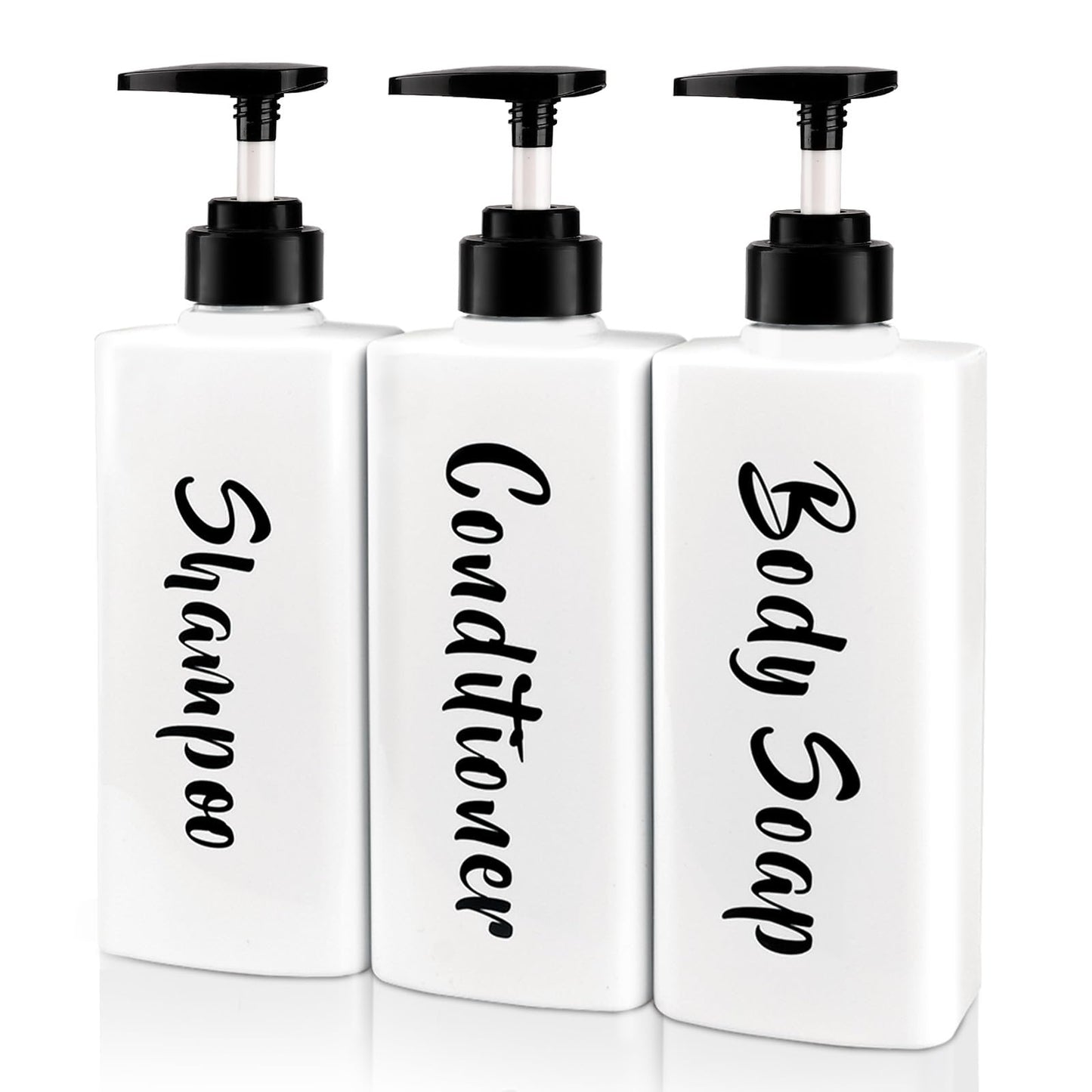 ILIKEPOW 3pcs Shampoo and Conditioner Dispenser, 500ml Bathroom Soap Dispenser with Pump, Refillable Shower Gel Dispenser Bottle for Hotel Home