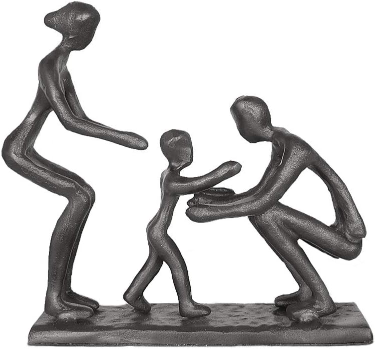 Aoneky Metal Family Art Sculpture, Mother Father and Child - Used good, mother figure has gone off can be glued, open scruffy box