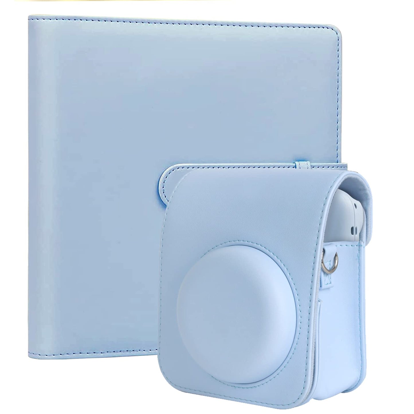 Crefotu 256 Pockets Mini Photo Album with Camera Case for Instax Mini 12 Camera (Blue)