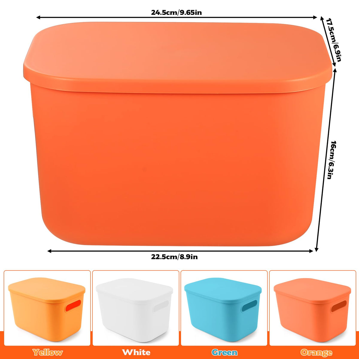Qeapug 4 Pcs Small Storage Boxes with Lids, Colourful Stackable Plastic Storage Box with LidStorage Baskets for Shelves Kitchen Bathroom Bedroom
