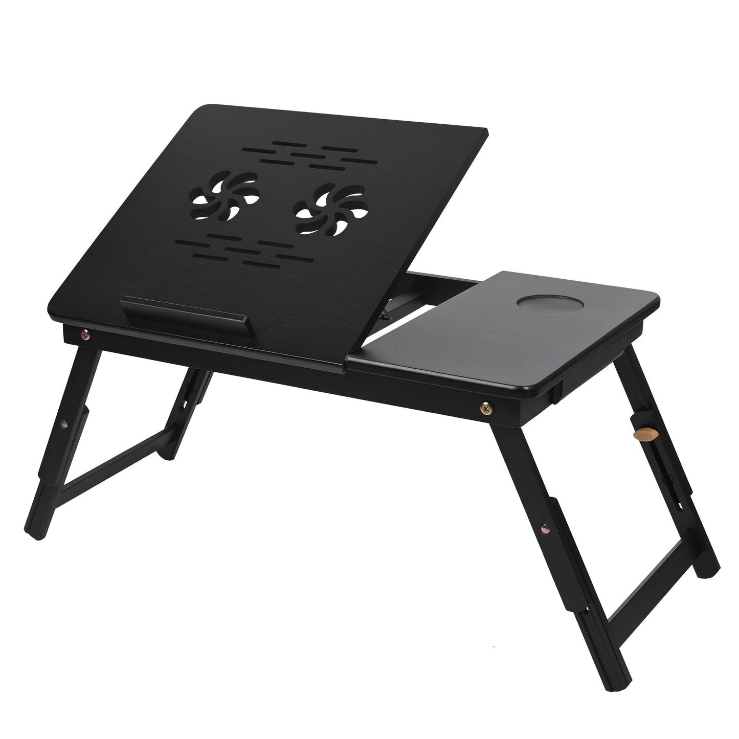VASMIA Laptop Table,Laptop Desk for Bed with Adjustable Angle and Height,Bamboo Folding Desk for Working Reading and Breakfast,Black