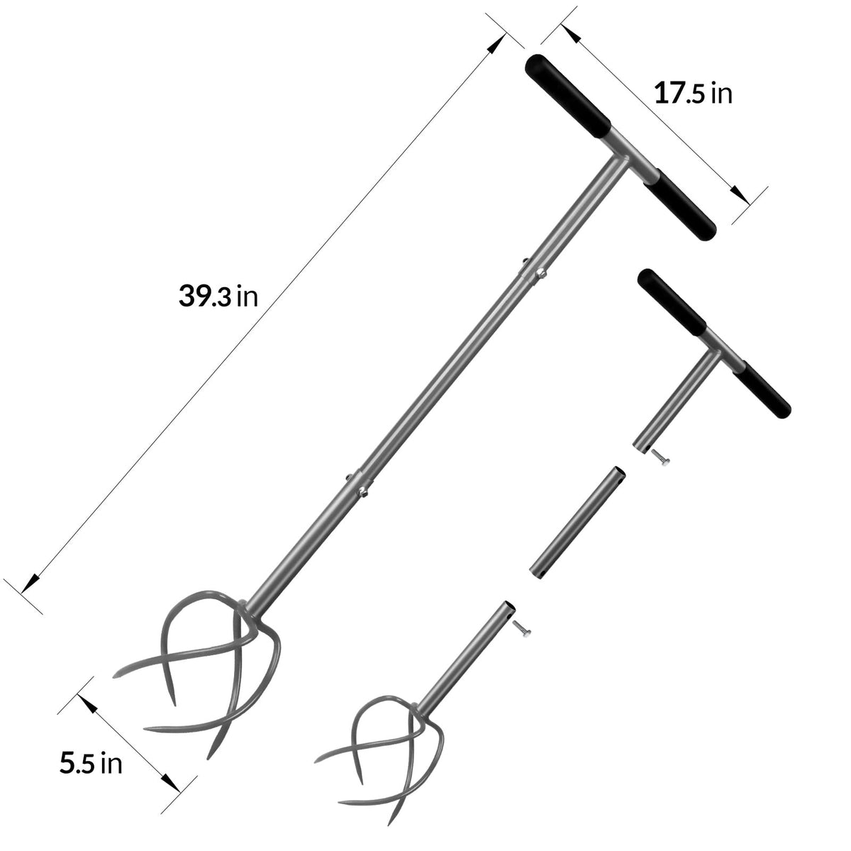 Walensee Upgrade Twist Tiller Manual Hand Tiller Garden Claw Cultivator with a Removable Big Claw, Garden Claw Tool Long Handle Steel Tiller Lawn