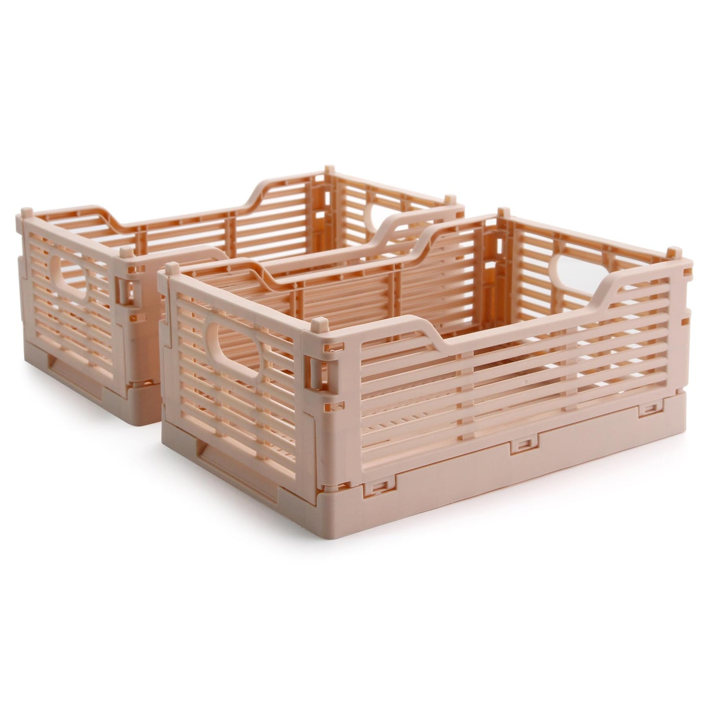Vivikivi 2-Pack Collapsible Crates Storage Boxes, 22x15x9cm, Pink