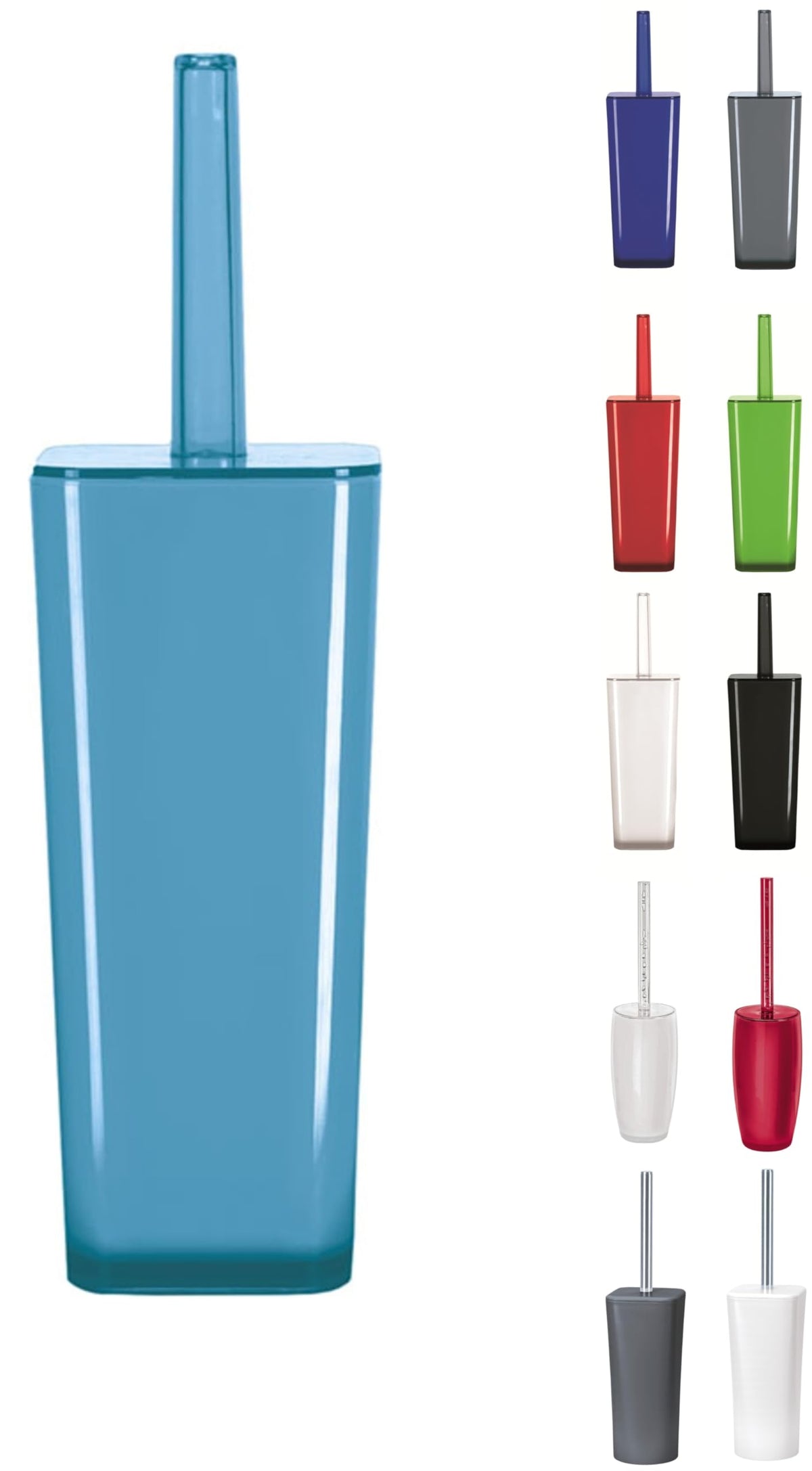 KW "Easy" Enlcosed Plastic Toilet Brush and Holder (Turquoise)