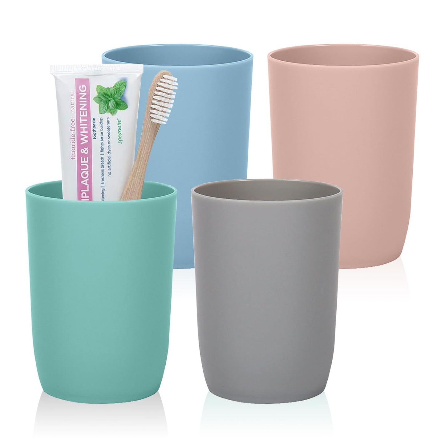 Topsky 4-Pieces Dishwasher Safe Plastic Tumblers Travel Mouthwash Cup Reusable Water Cup Travel Camping Portable Cups Coloured Plastic Cups 4 Color