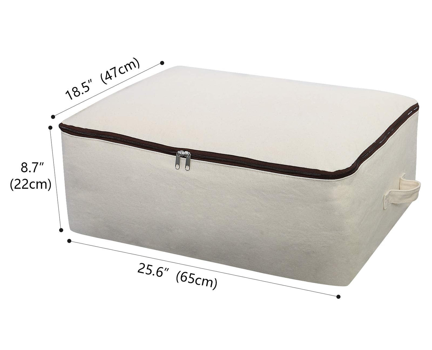 2PCS Canvas Storage Bag, 12OZ Thick Soft Breathable Closet Organizer for Beddings, Comforters, Pillows, Blankets, Clothes, 25.6×18.5×8.7inch, Beige
