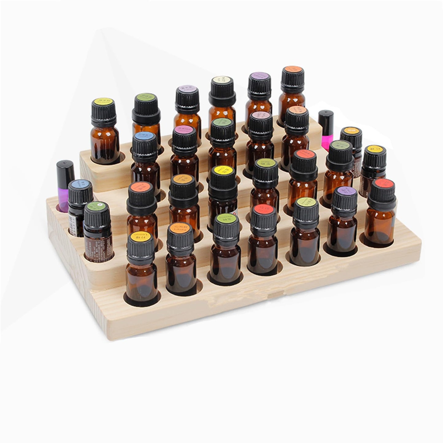 RoseFlower Wooden Essential Oil Storage Box Presentation Display Rack Stand Holder, Holds 30 Bottles