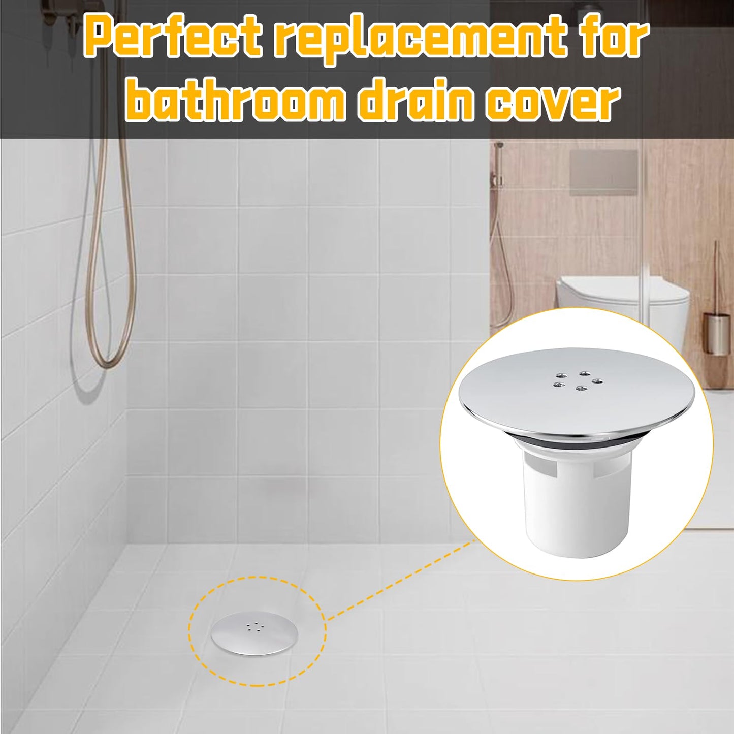 Shower Tray Drain Cover Outlet Replacement, 90mm/115mm Chrome Shower Trap Parts, Removable Shower Waste Trap Top