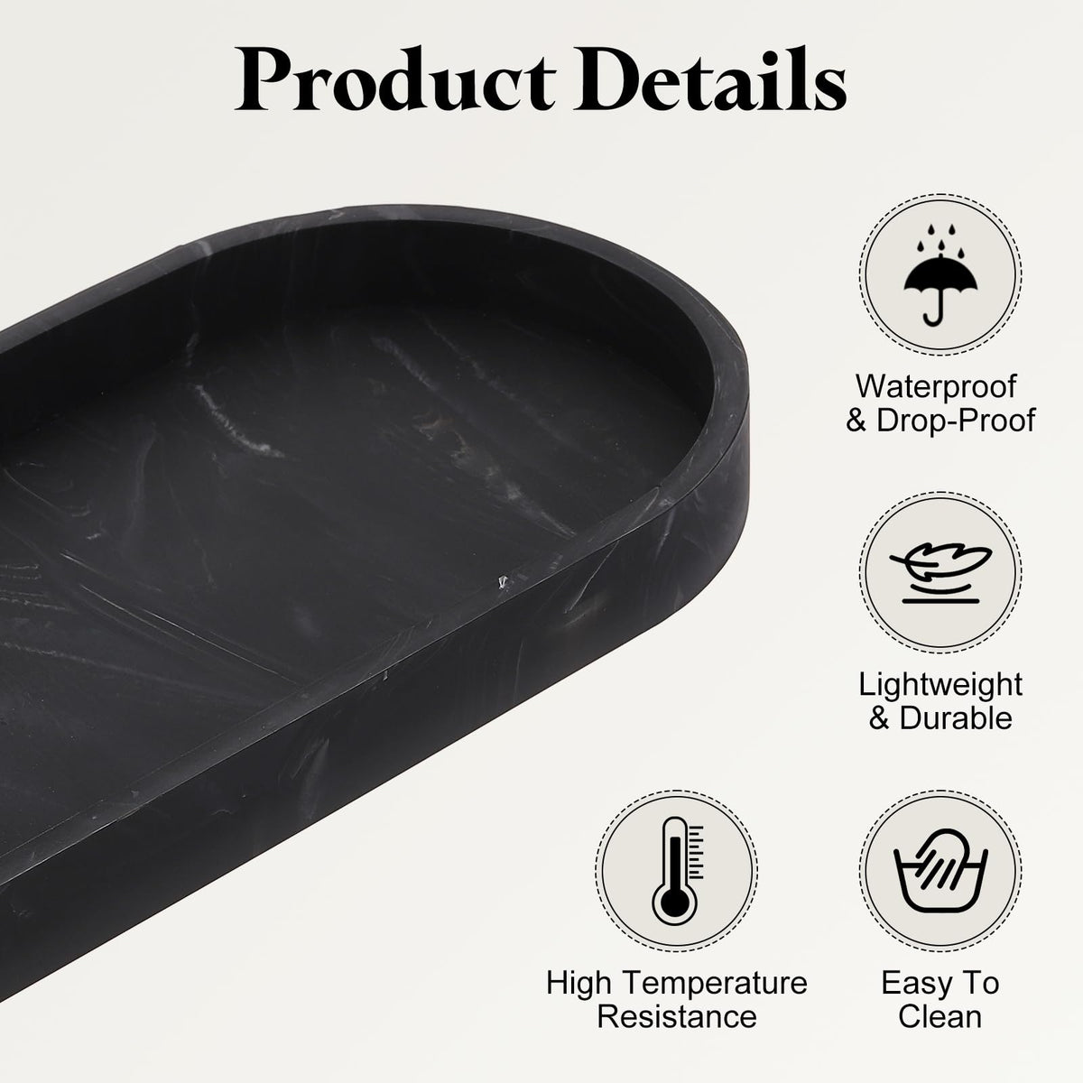 sourcing map Bathroom Vanity Tray, 9.8" x 4" Oval Silicone Soap Dispenser Trays, Shatterproof Kitchen Sink Organizer for Soaps Keys Candle Trinket