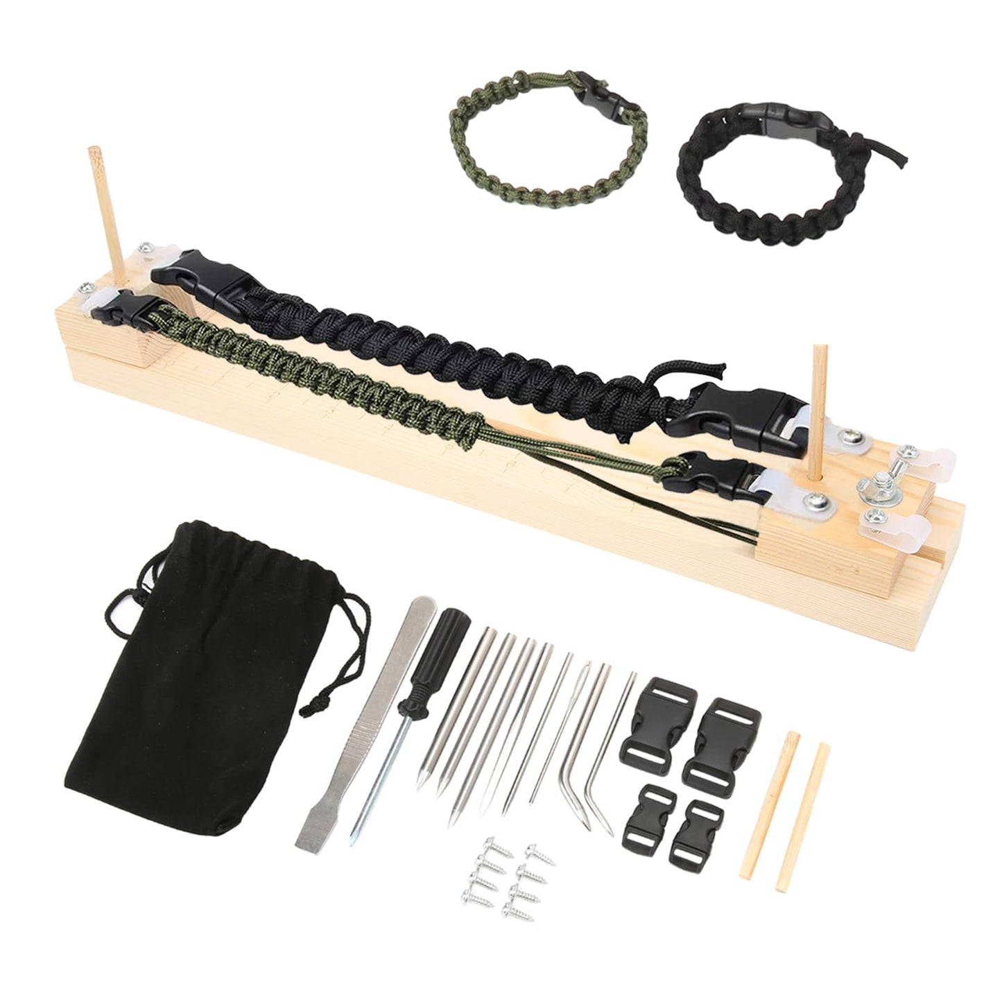 Paracord Jig, Adjustable Length Paracord Jig Bracelet Maker Wristband Maker Bracelet Maker Making Kit Wooden Paracord Bracelet Jig for Paracord