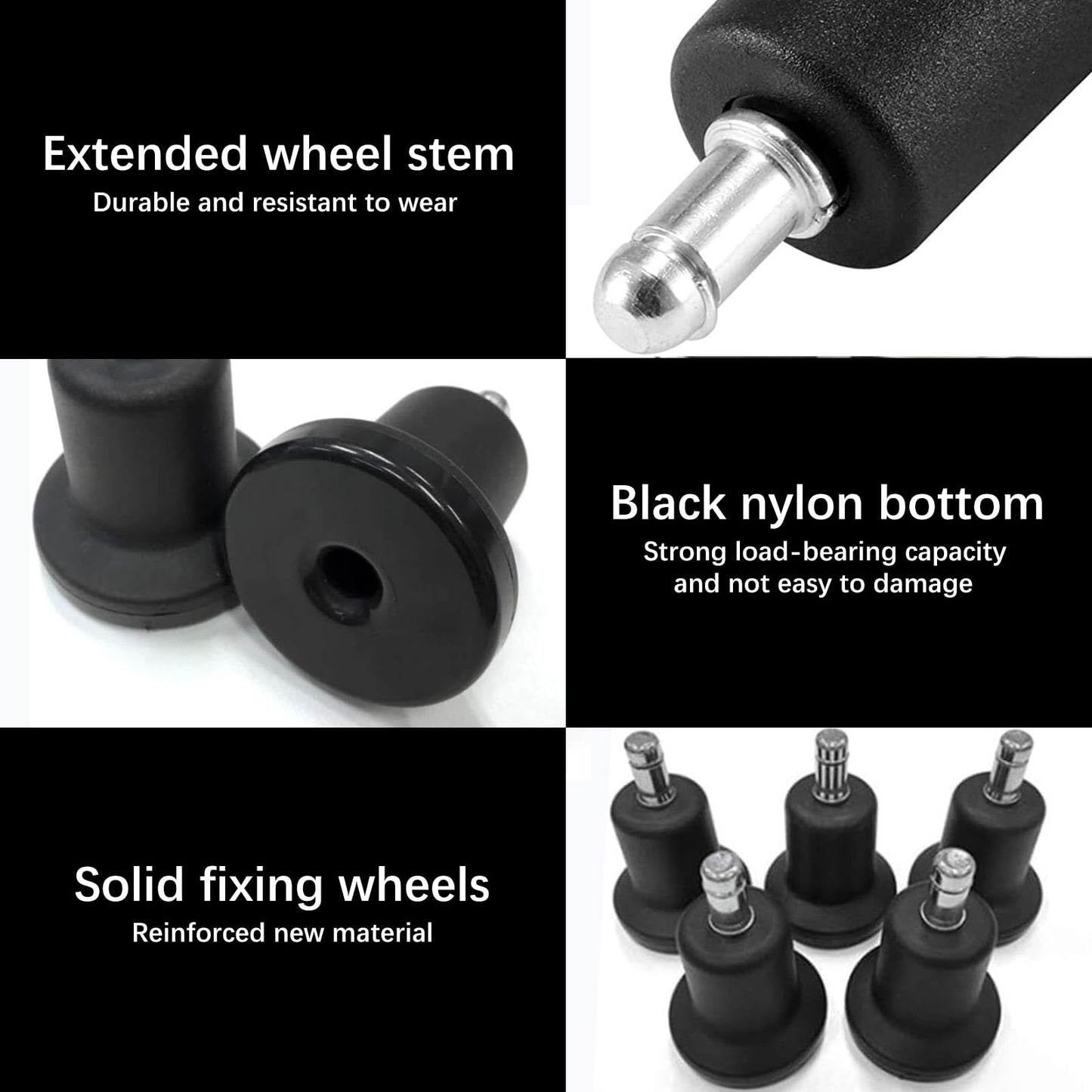 Xrten 5 Pcs Office Chair Gliders, Bell Glides Replacement Office Chair Wheels Stopper Swivel Caster, Plastic Feet Replacements for Castor