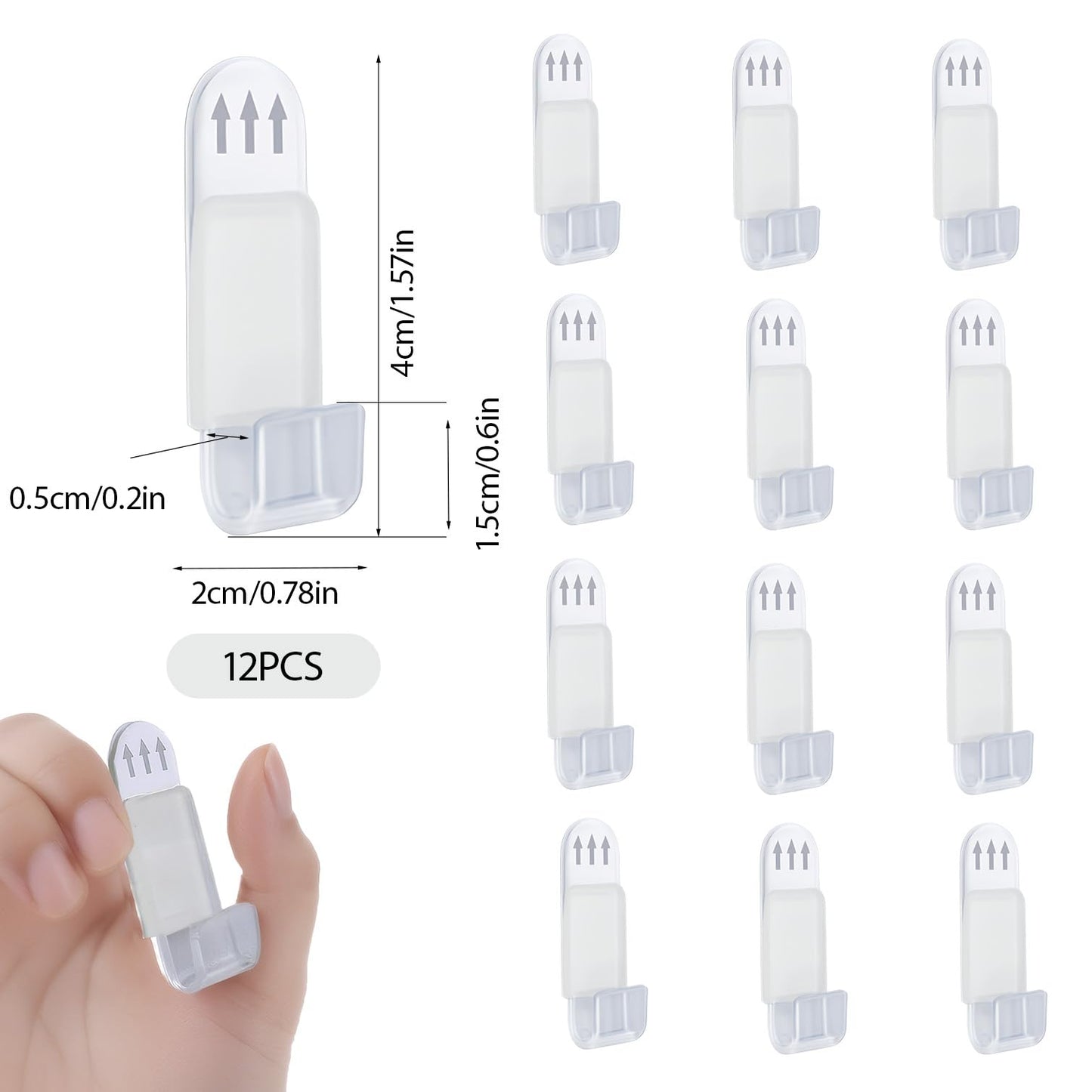 HotoPink 12pcs Vinyl Record Hangers, Self-Adhesive Display Clear Acrylic Hooks, Clear Vinyl Record Display for Single Music Lp Album Cover CD Card