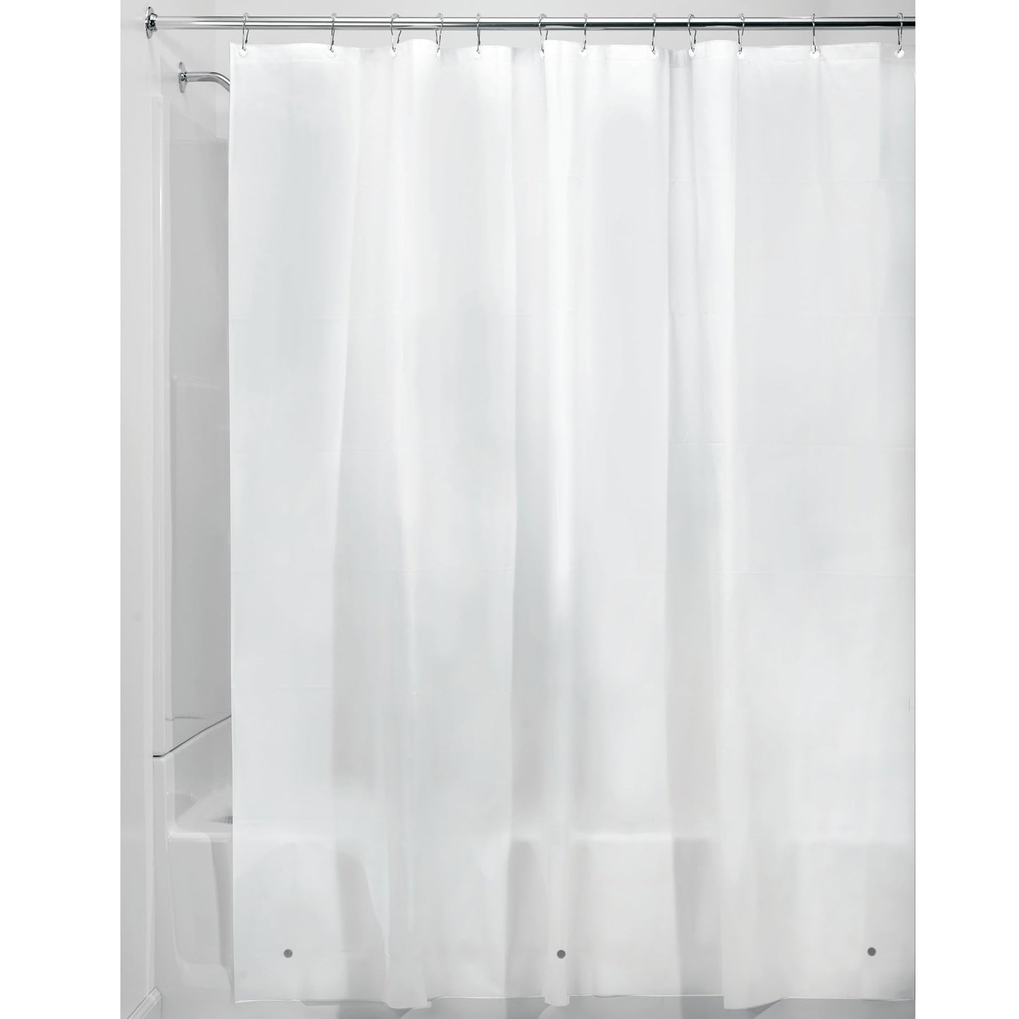 iDesign Shower Curtain with Magnetic Hem, Long Shower Curtain Made of Mould PEVA, Stylish and Water Repellent Shower Liner for Bathroom, Frost White