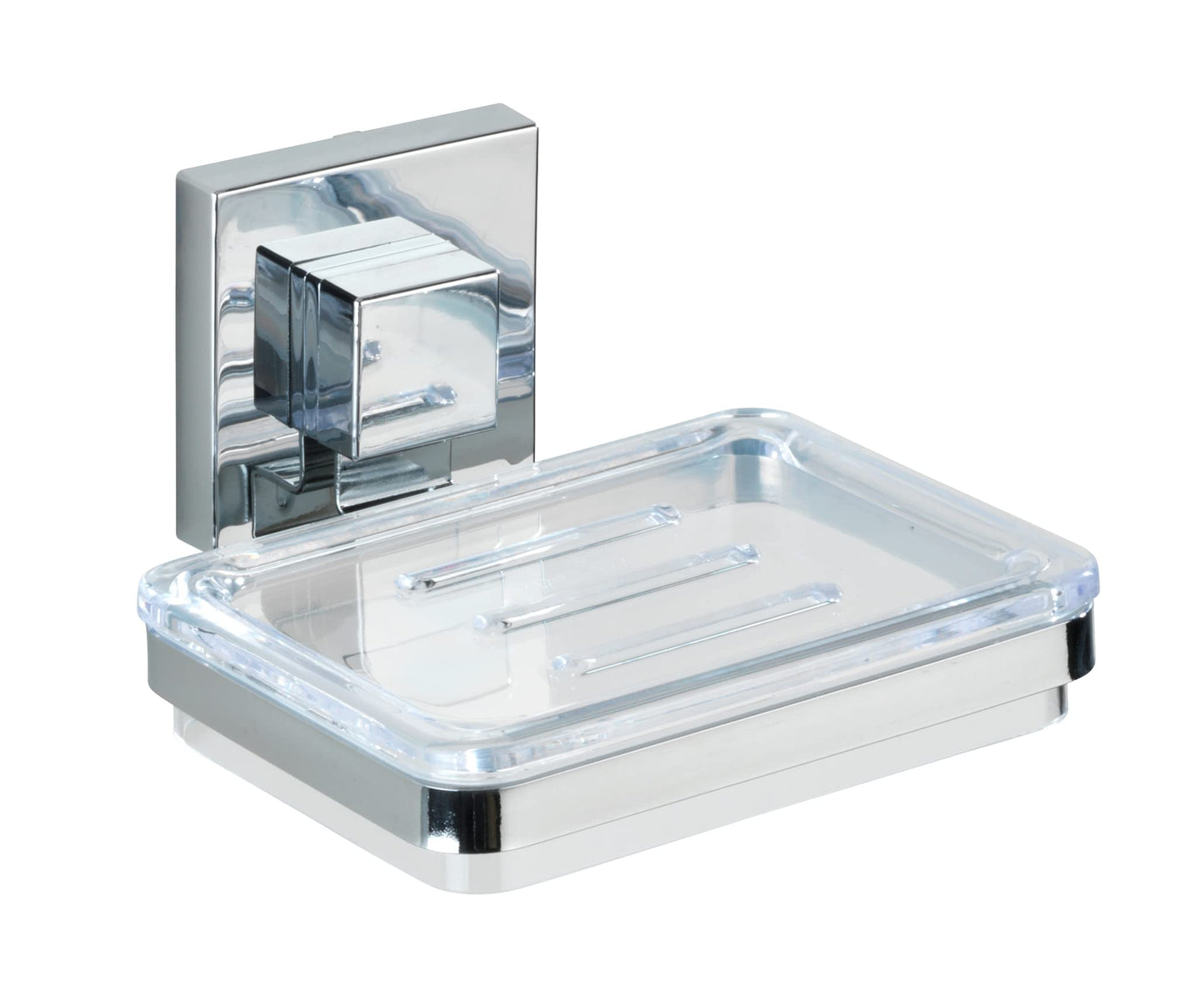 WENKO 22681100 Vacuum-Loc? soap holder Quadro, Stainless steel, 12 x 6.5 x 12 cm, Shiny