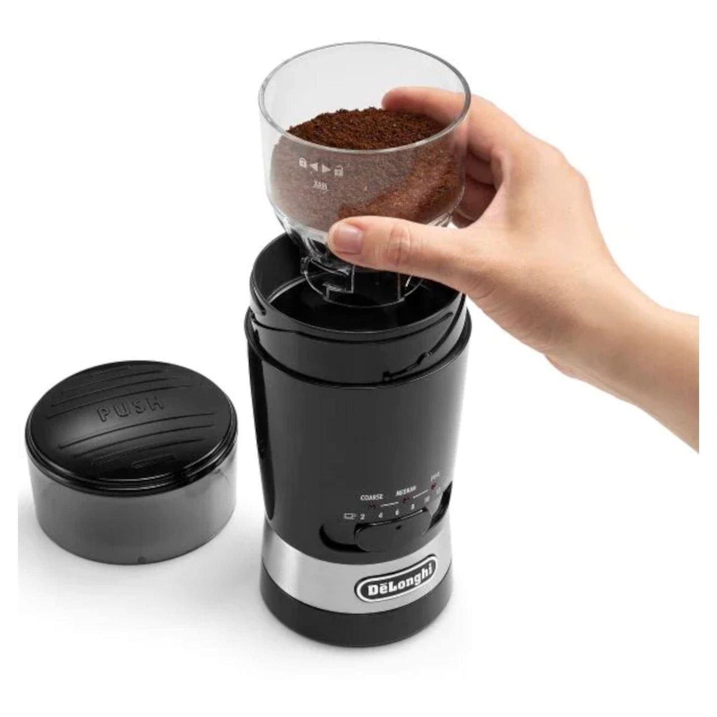 De'Longhi KG210 Electric Coffee Grinder, Stainless Steel, Black