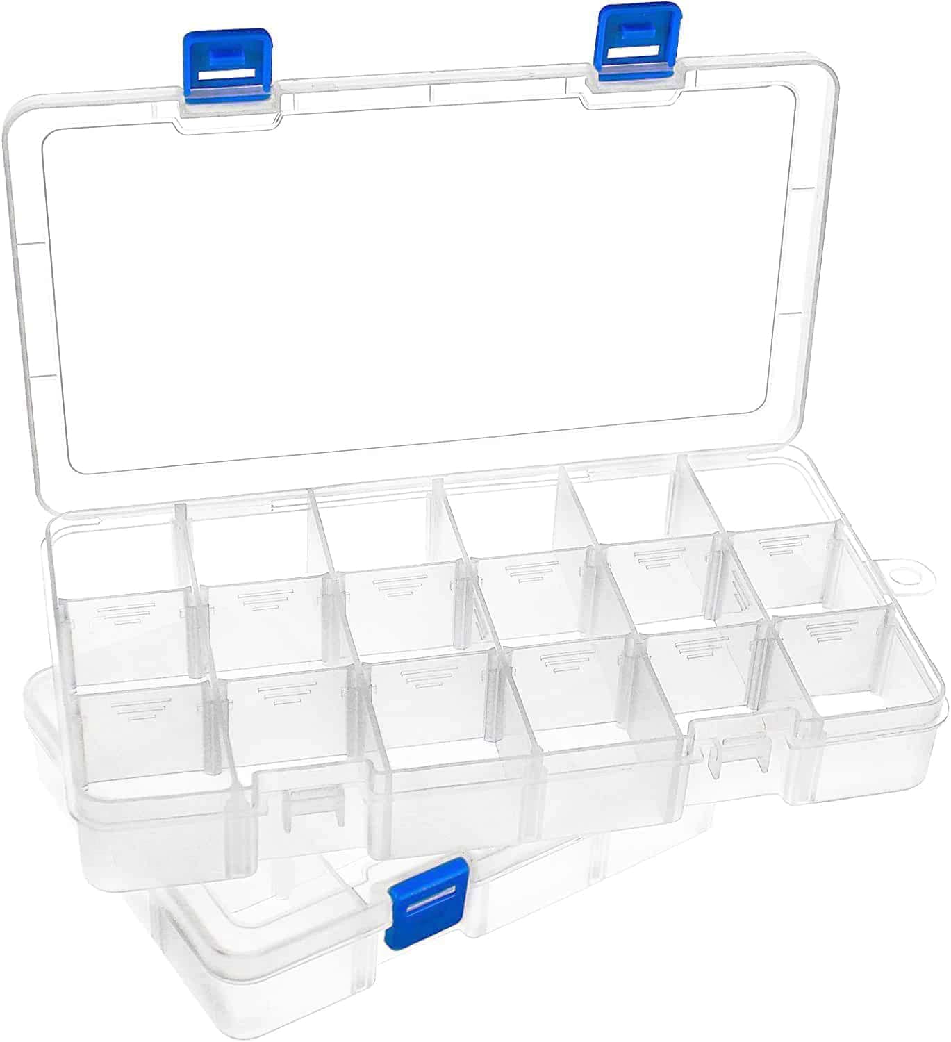 DARUITE 18 Grids Craft Storage Boxes with Compartments, Tackle Box, 2 PCS