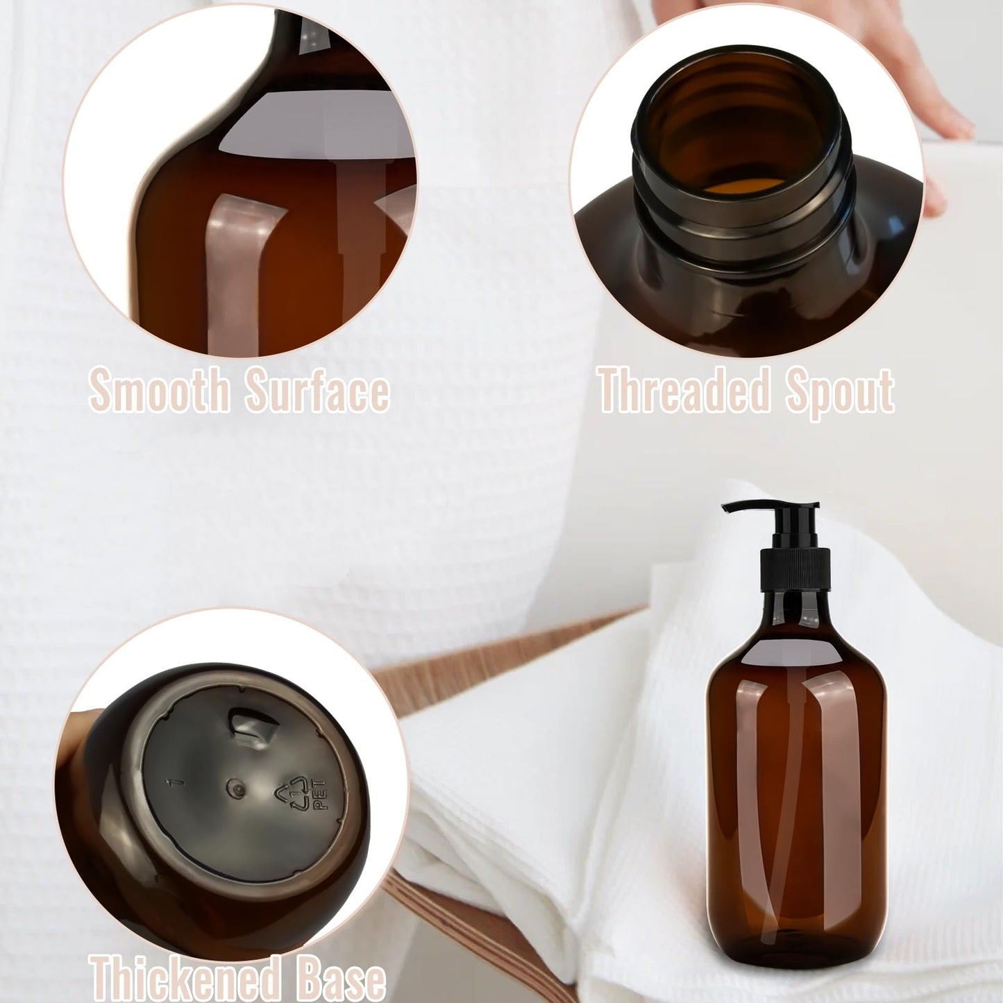 benlidoner 4 Pack Amber Soap Dispenser, 500ml Liquid Soap Dispenser
