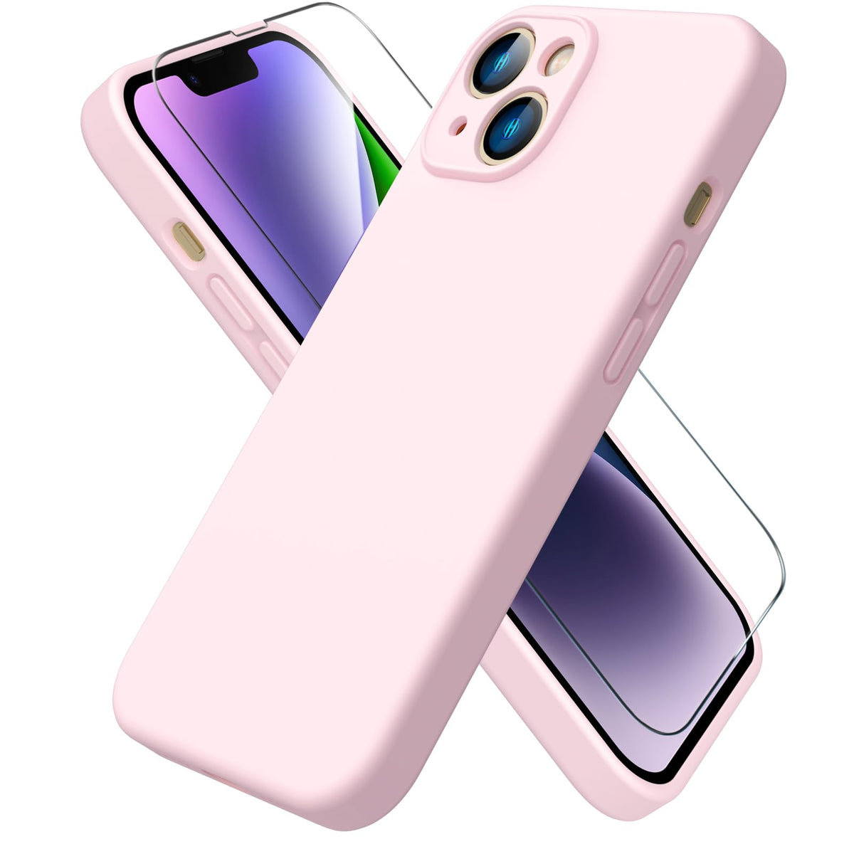 ACRONIX Compatible with iPhone 14 Case 6.1",with 1 x Screen Protector, Silky-Soft Touch Liquid Silicone Case Shockproof Rubber Cases Comprehensive
