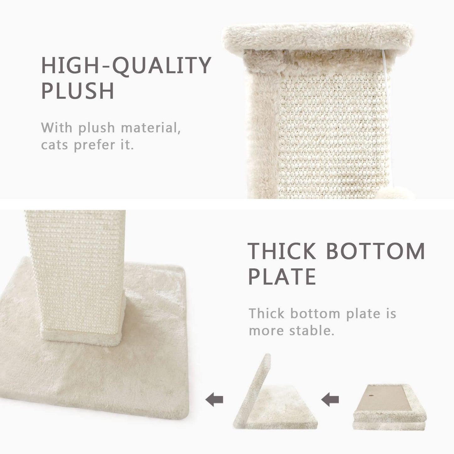 SONGWAY Tall Cat Scratching Post - Natural Sisal Cat Scratcher with Teasing Toy Ball and Covered with Soft Plush, Scratch Toy for Cats Kittens, Beige