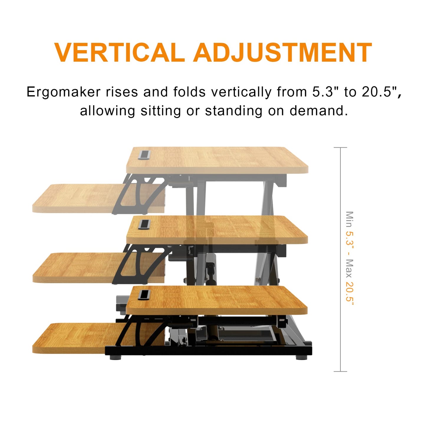 ERGOMAKER Height Adjustable Standing Desk Converter - 81cm (32 Inch) Wide Platform Tabletop Workstation - Quick Sit to Stand Desk Riser for Dual
